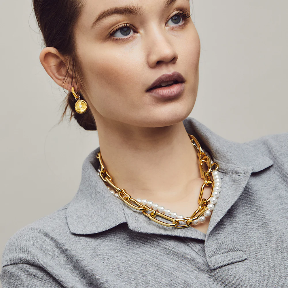 Ti Sento Yellow Gold Plated Oversized Oval Link Necklace 3965SY - Image 6