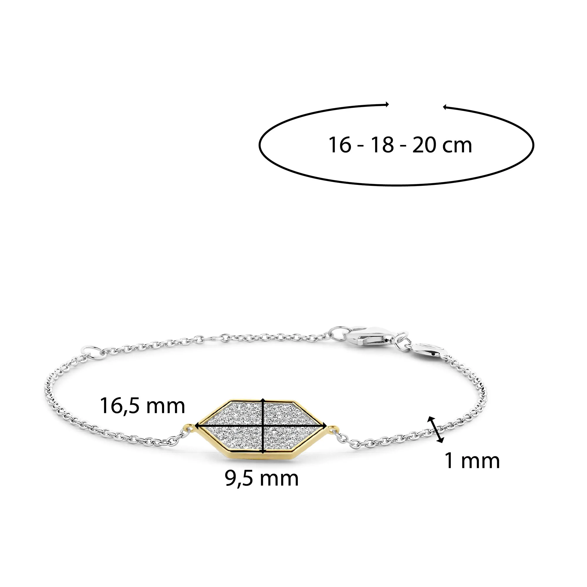 Ti Sento Yellow Gold Plated Pavé Cubic Zirconia Hexagonal Bracelet 23028ZY - Image 4