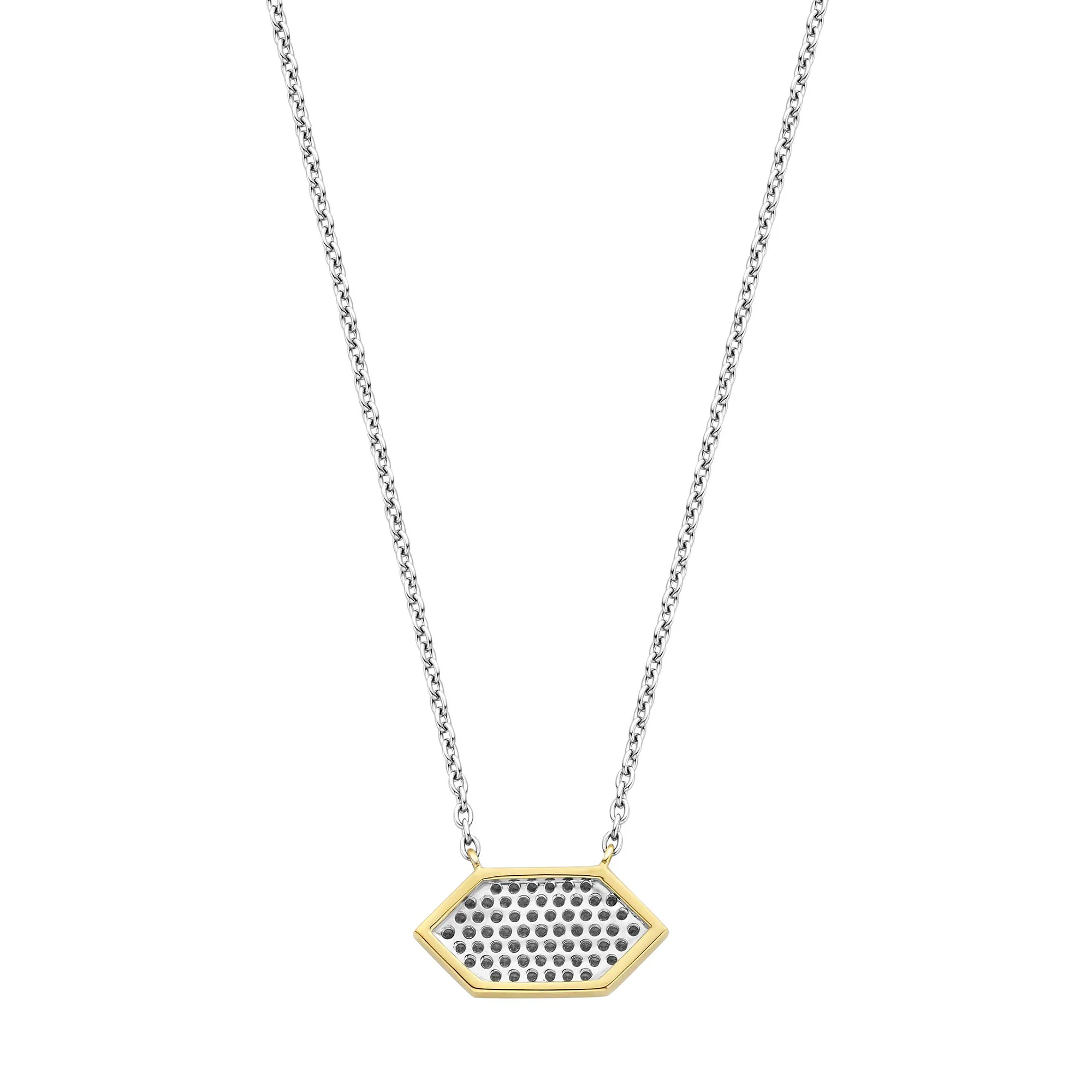 Ti Sento Yellow Gold Plated Pavé Cubic Zirconia Hexagonal Necklace 34040ZY - Image 3