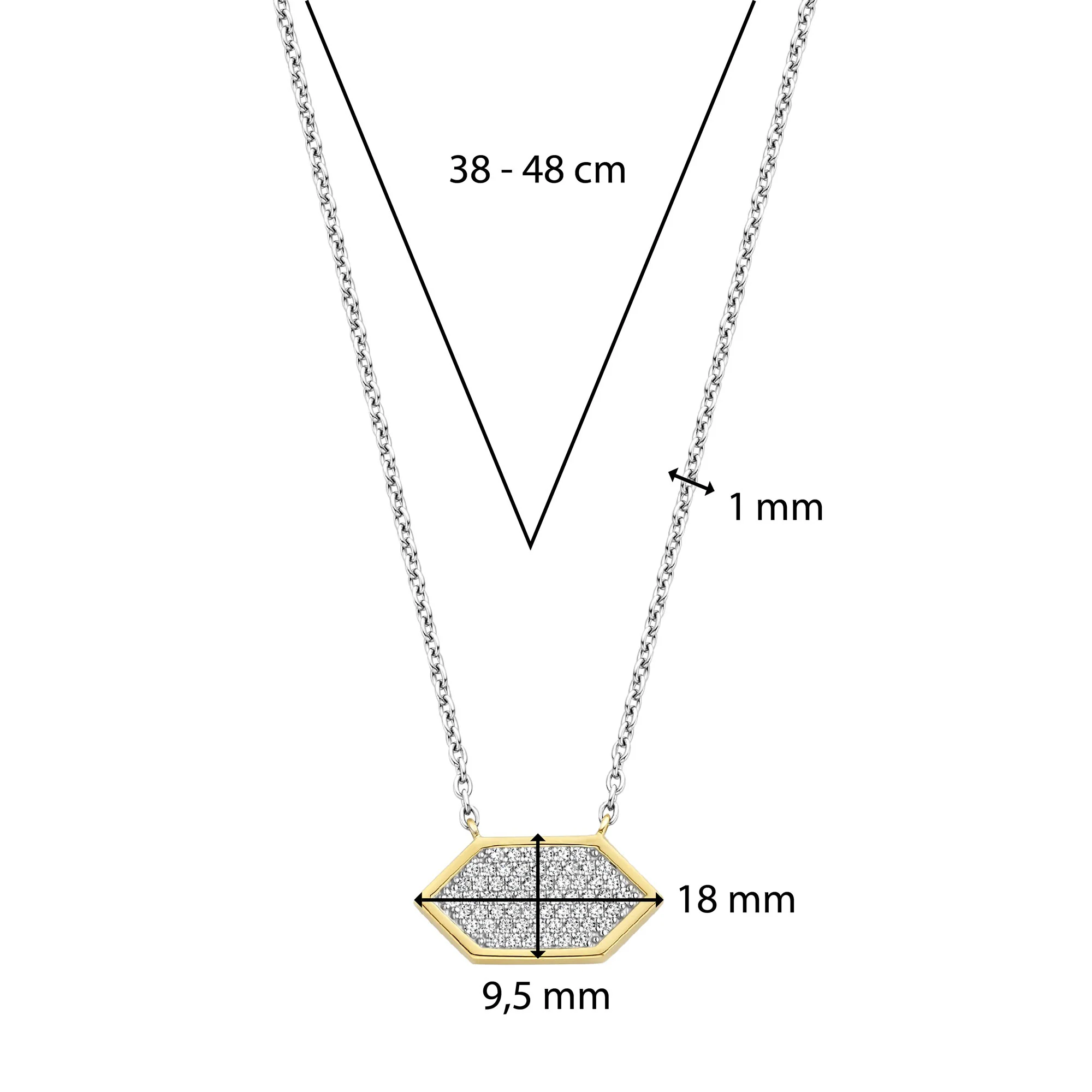 Ti Sento Yellow Gold Plated Pavé Cubic Zirconia Hexagonal Necklace 34040ZY - Image 4