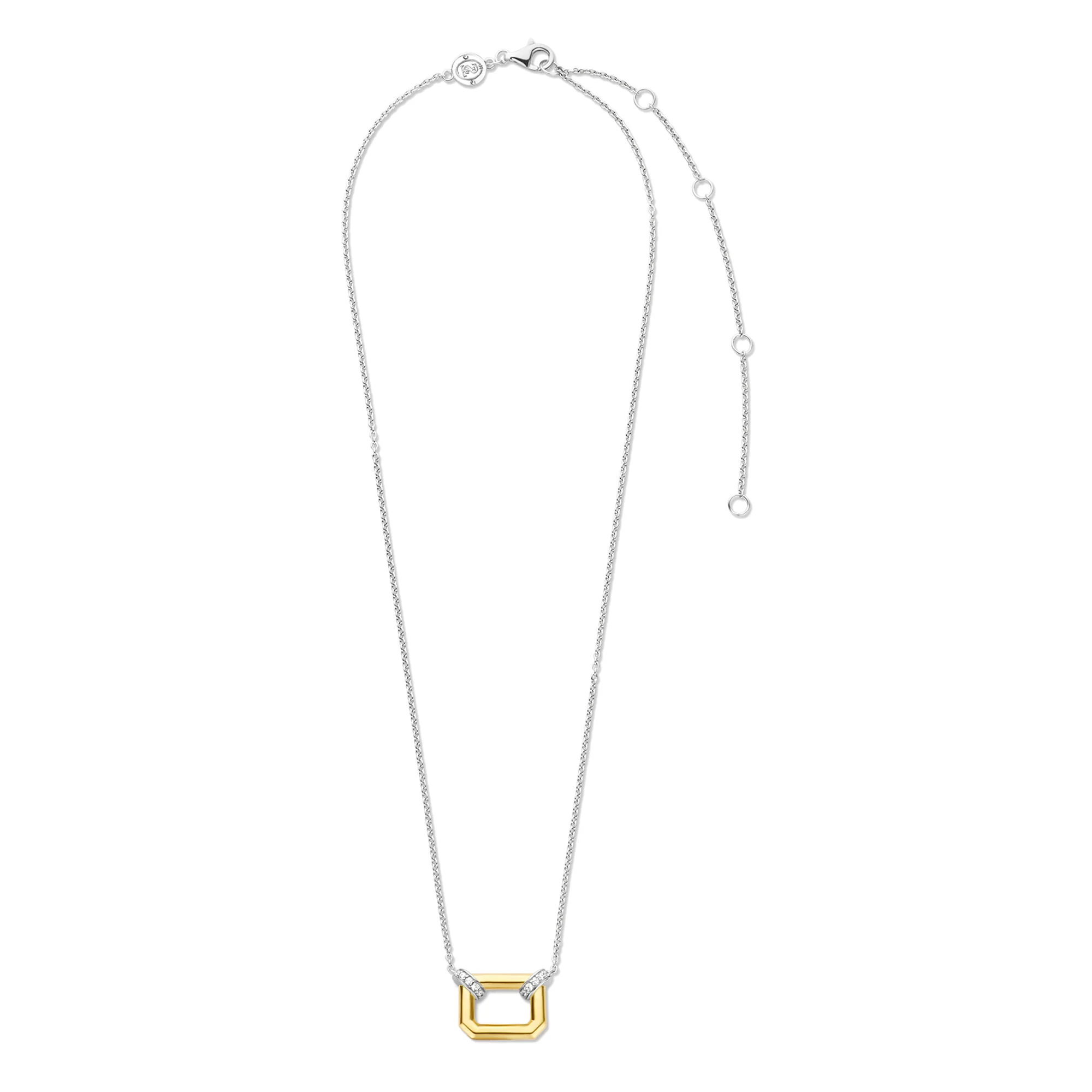Ti Sento Yellow Gold Plated Pavé Cubic Zirconia Octagonal Link Necklace 34027ZY - Image 4