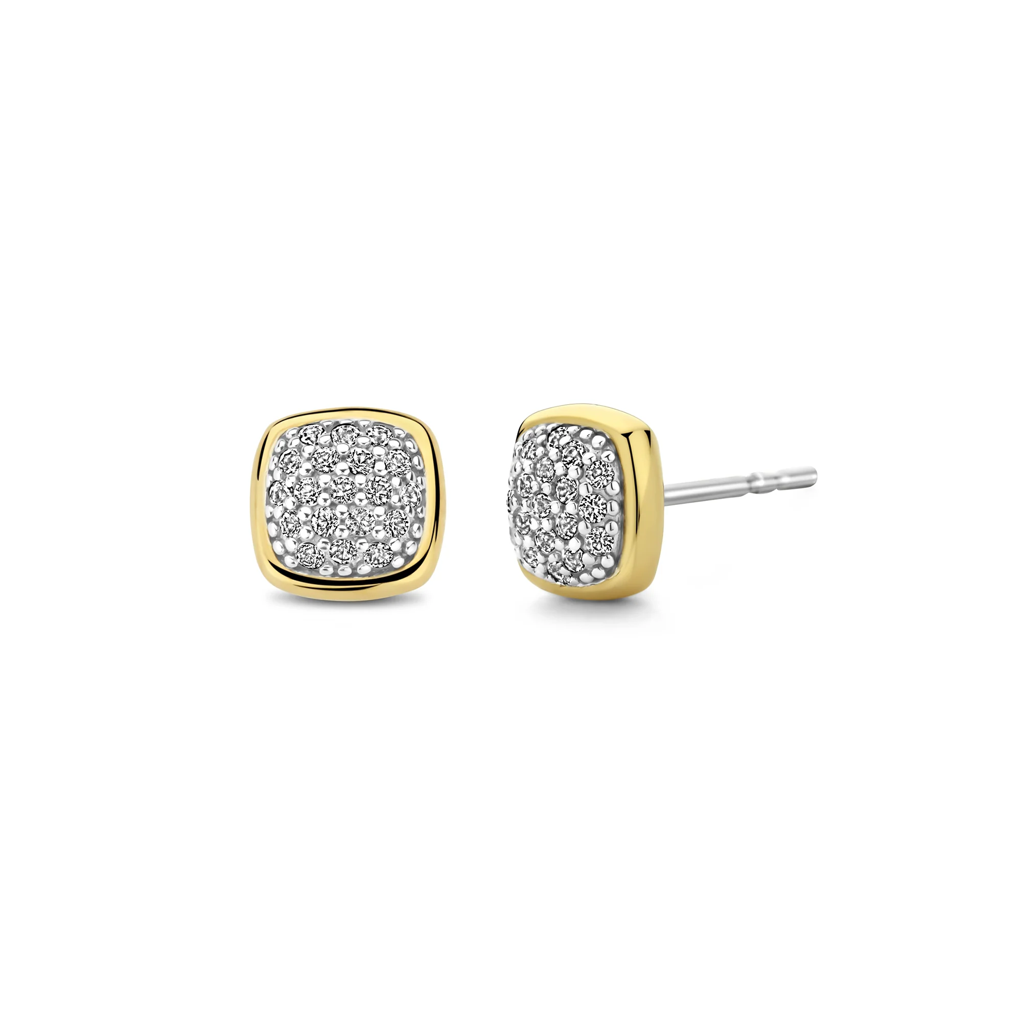Ti Sento Yellow Gold Plated Pavé Cubic Zirconia Stud Earrings 7990ZY - Image 2