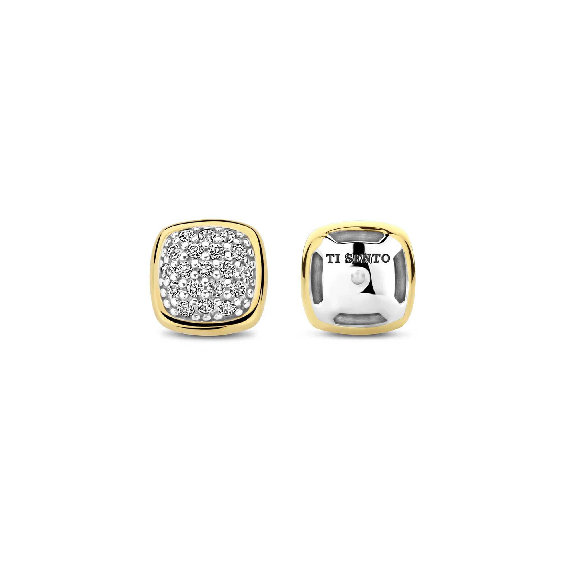 Ti Sento Yellow Gold Plated Pavé Cubic Zirconia Stud Earrings 7990ZY - Image 3