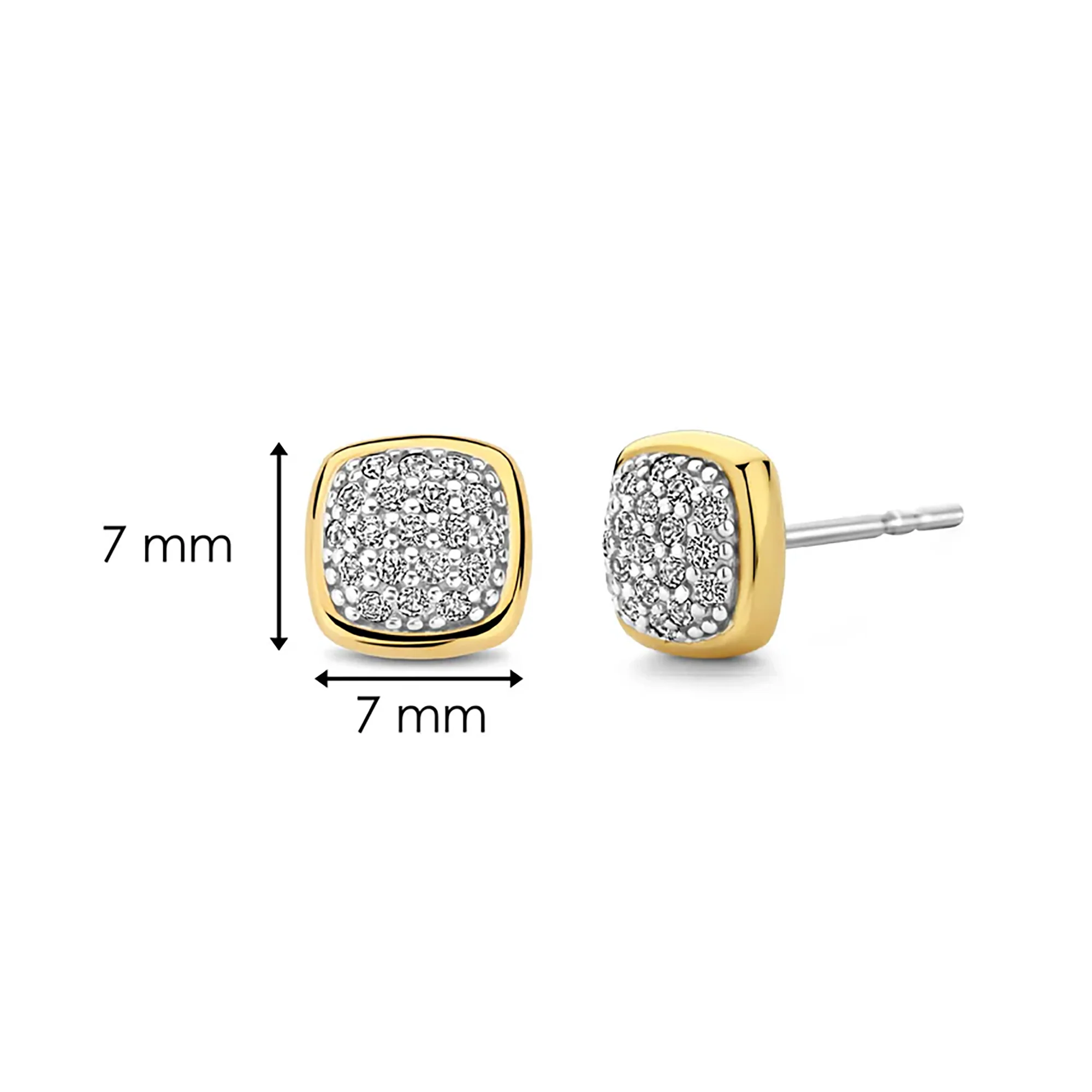 Ti Sento Yellow Gold Plated Pavé Cubic Zirconia Stud Earrings 7990ZY - Image 4