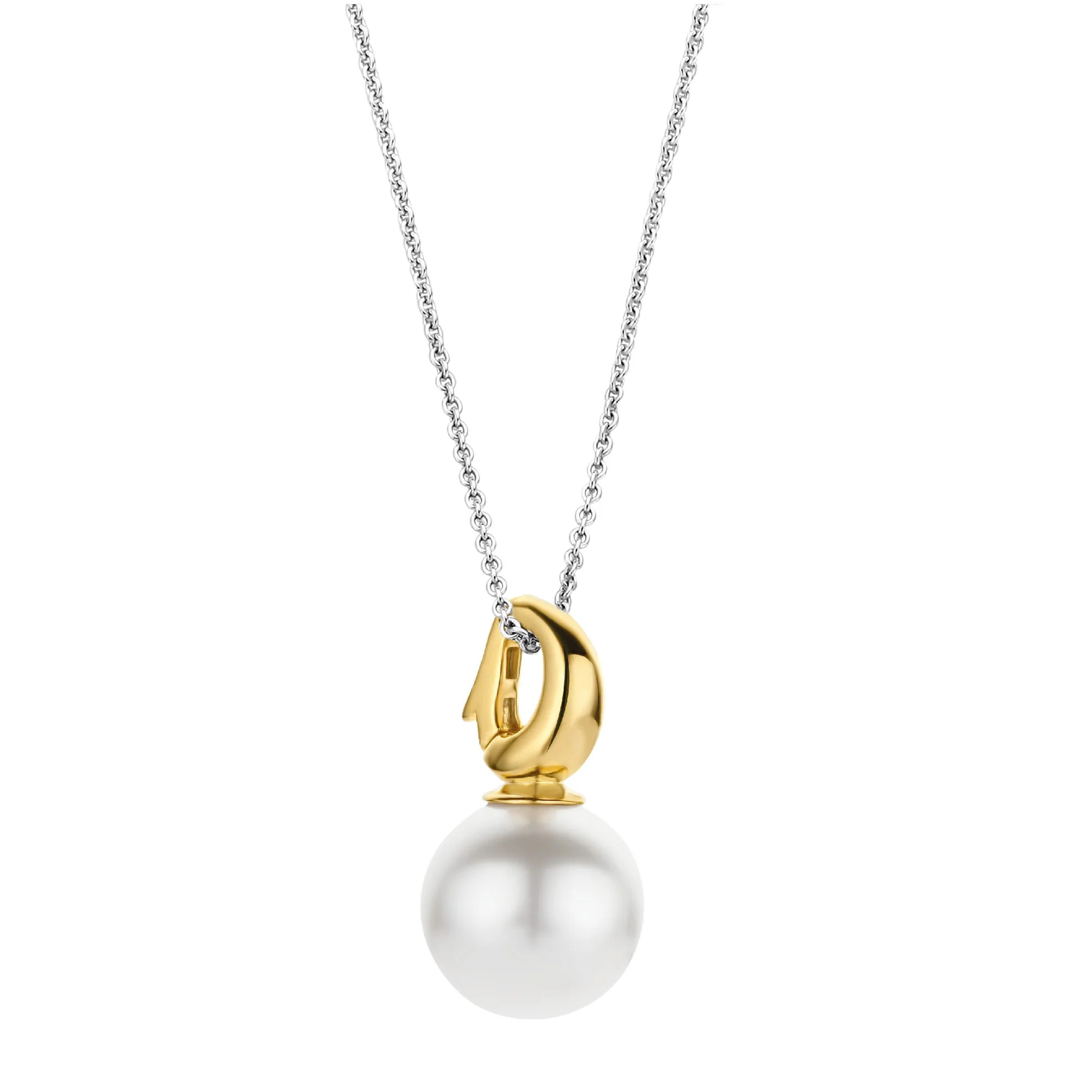Ti Sento Yellow Gold Plated Pearl White Pendant 6805PW - Image 2