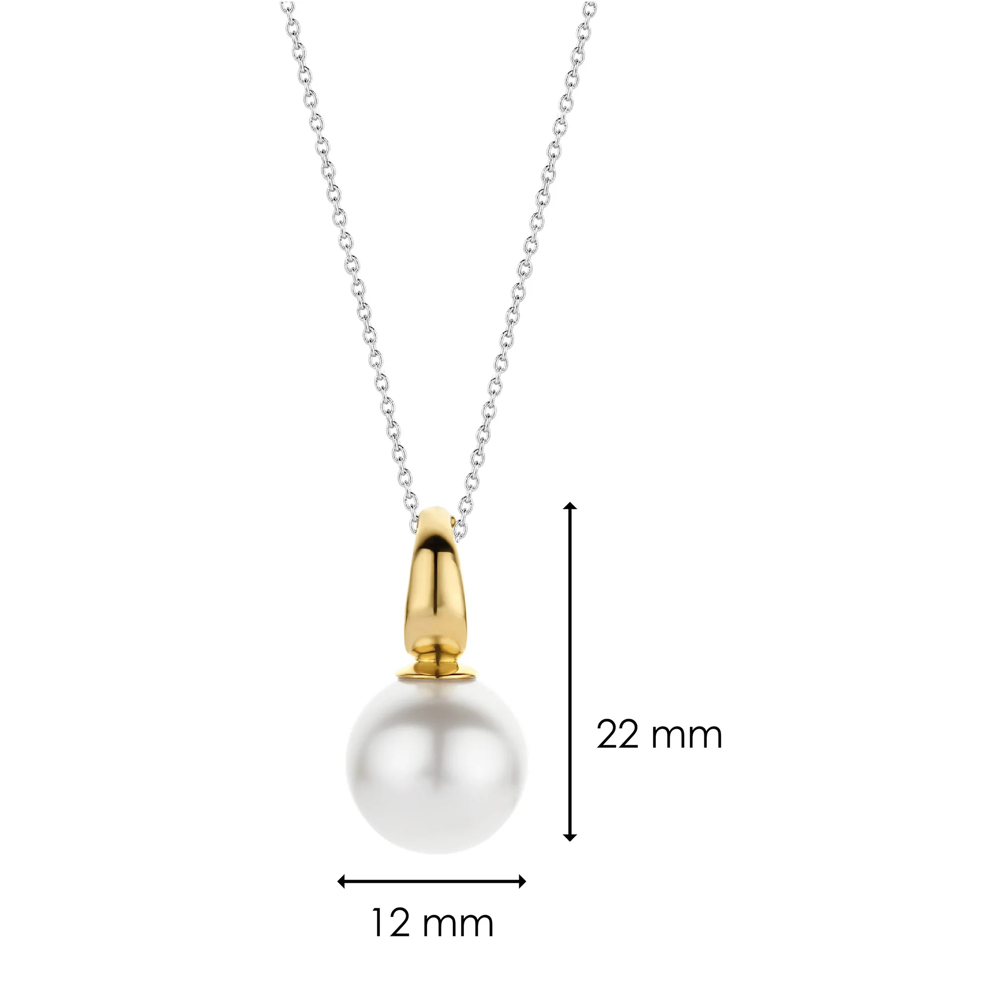 Ti Sento Yellow Gold Plated Pearl White Pendant 6805PW - Image 4