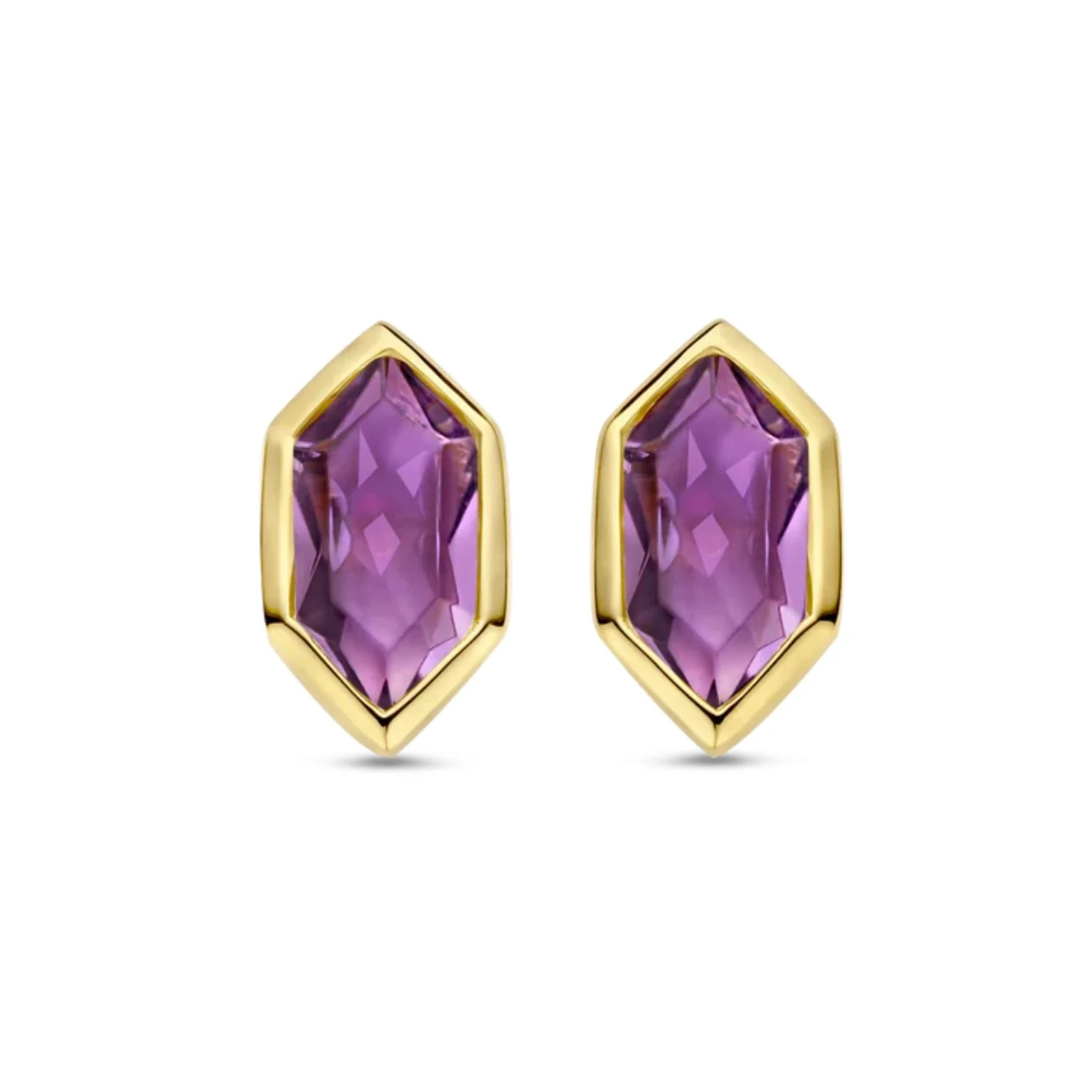 Ti Sento Yellow Gold Plated Purple CZ Stud Earrings 7944PU - Image 2