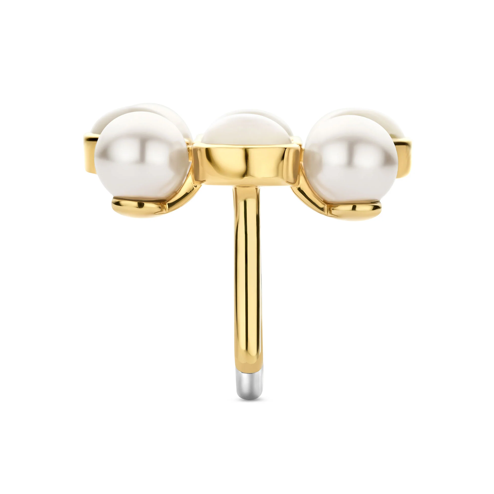Ti Sento Yellow Gold Plated Synthetic Pearl and Cubic Zirconia Cluster Ring 12324YP (54) - Image 2