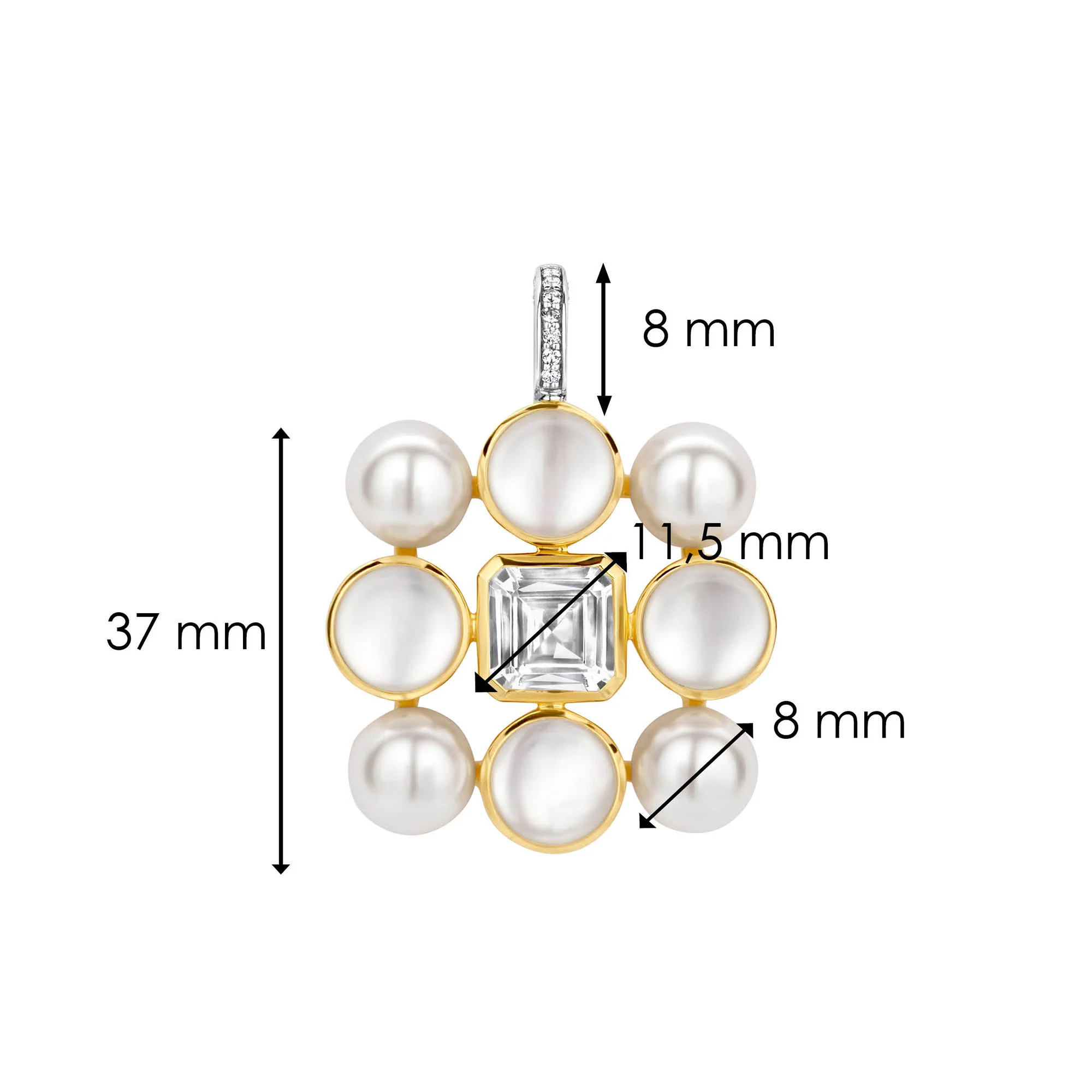 Ti Sento Yellow Gold Plated Synthetic Pearl and Cubic Zirconia Flower Pendant 6827YP - Image 4