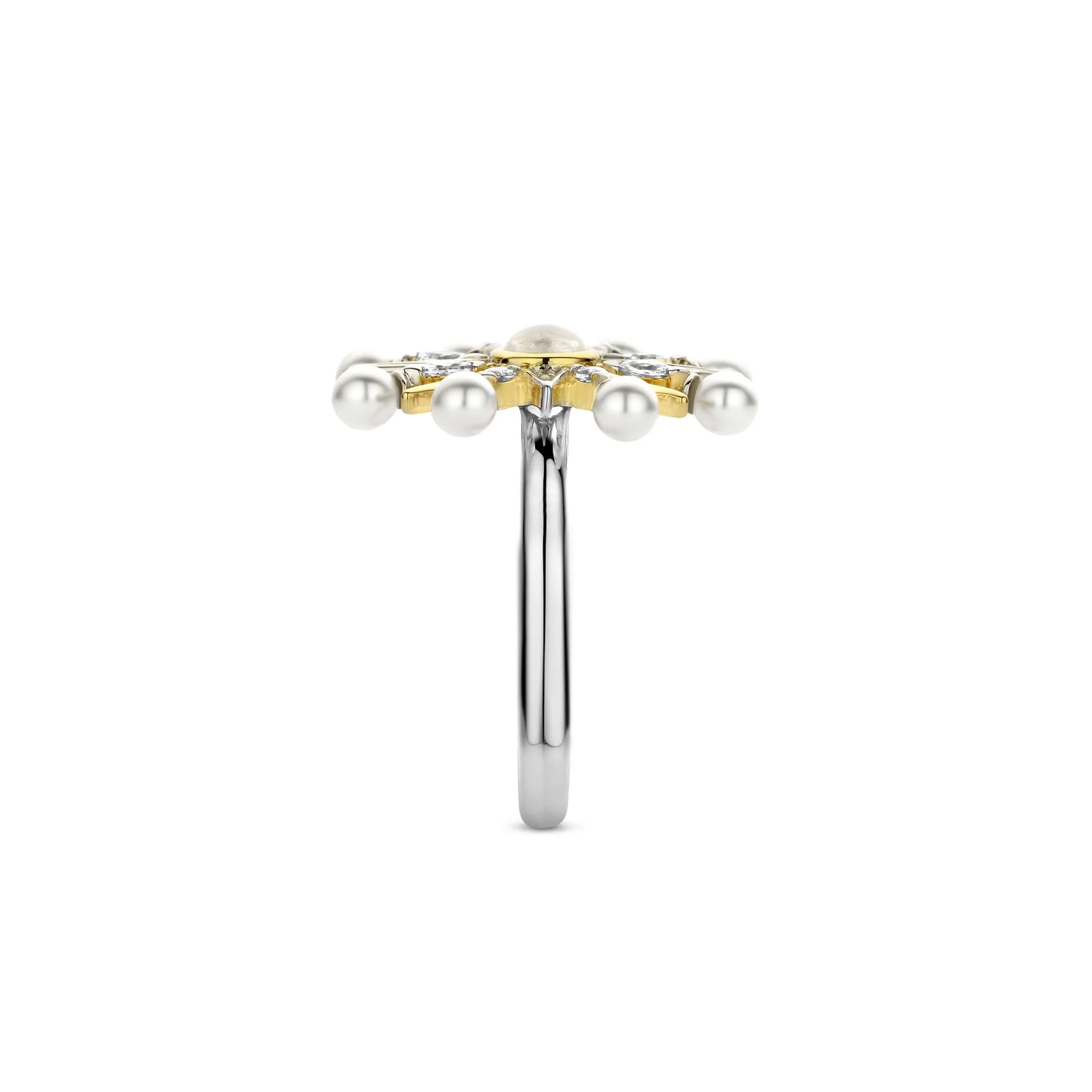 Ti Sento Yellow Gold Plated Synthetic Pearl and Cubic Zirconia Star Ring 12301YP (54) - Image 2