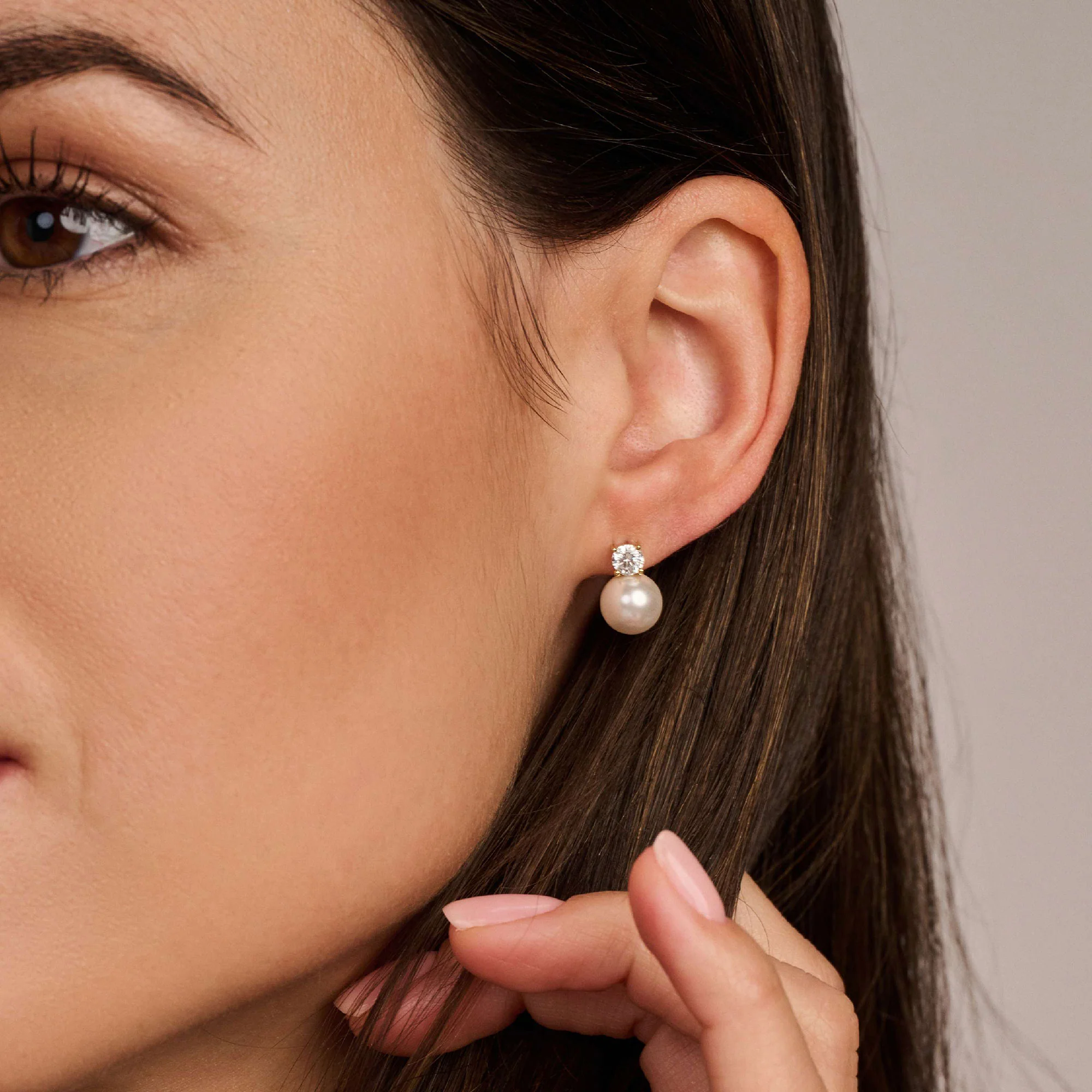 Ti Sento Yellow Gold Plated Synthetic Pearl and Cubic Zirconia Stud Earrings 78060YP - Image 4