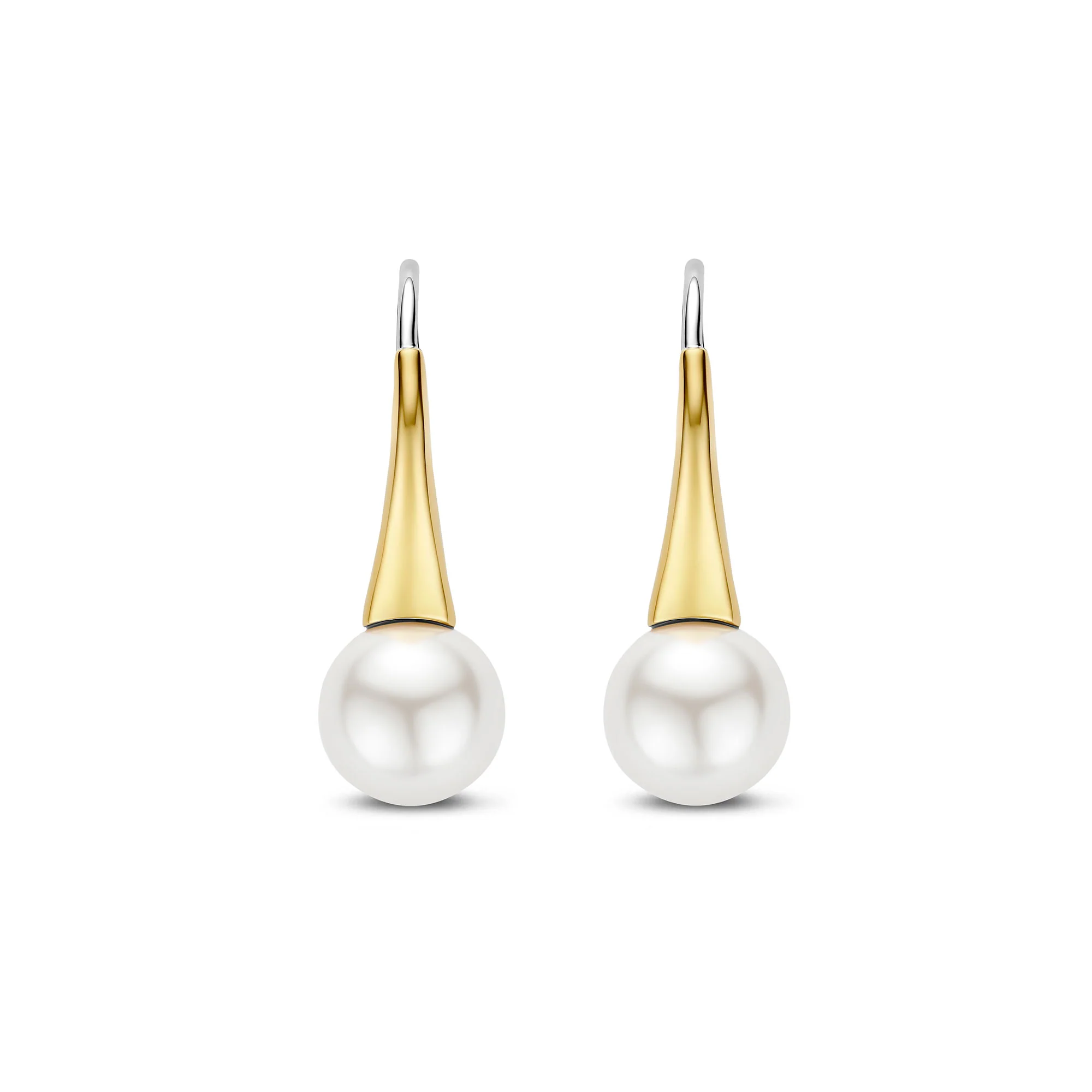 Ti Sento Yellow Gold Plated Synthetic Pearl Drop Earrings 78062YP - Image 2