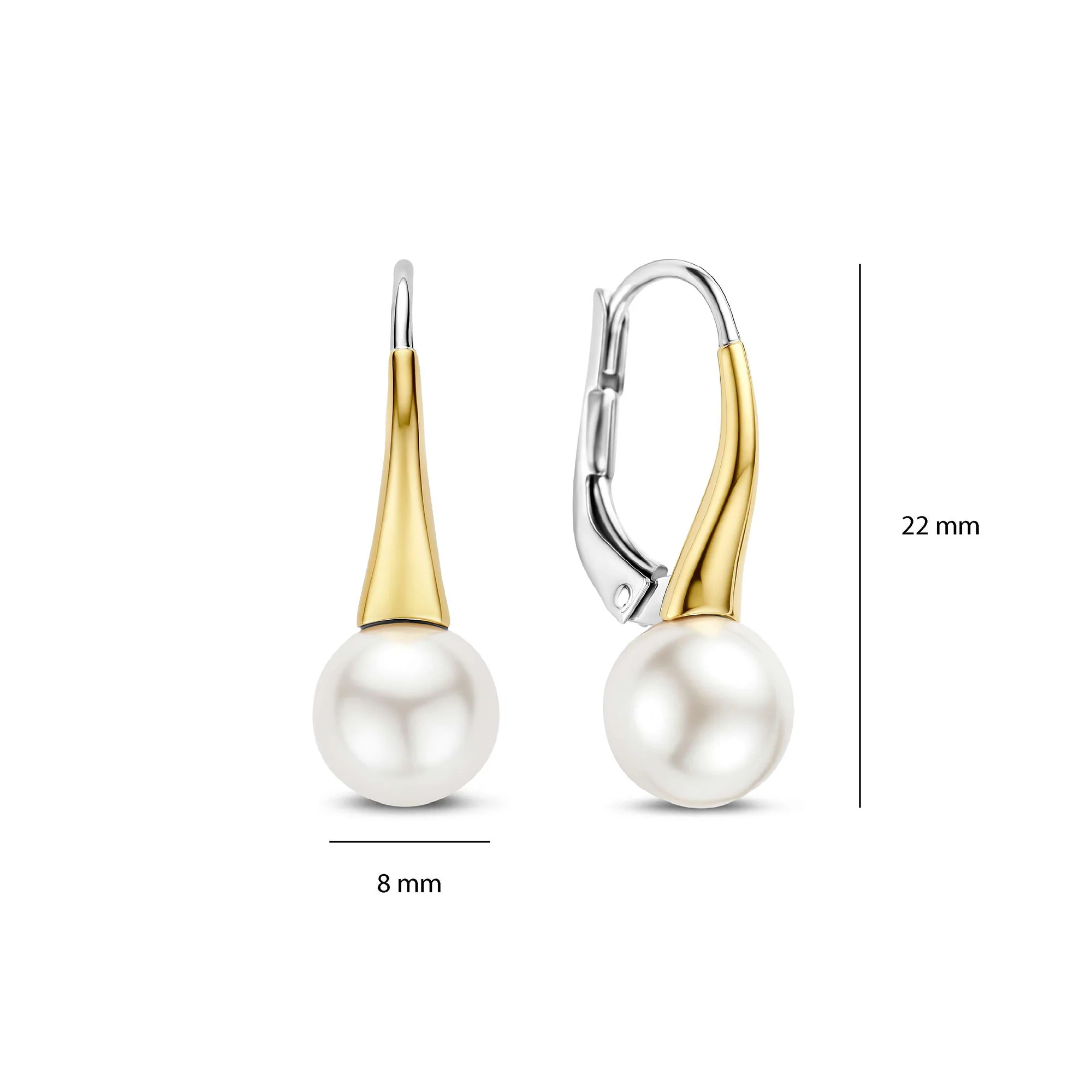 Ti Sento Yellow Gold Plated Synthetic Pearl Drop Earrings 78062YP - Image 3