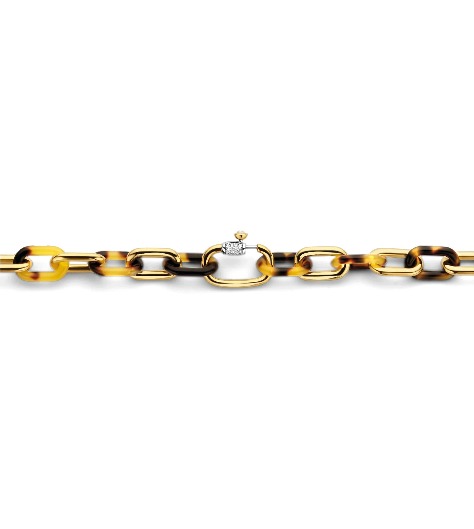 Ti Sento Yellow Gold Plated Tortoise Shell Brown Oval Linked Necklace 3956TU - Image 4