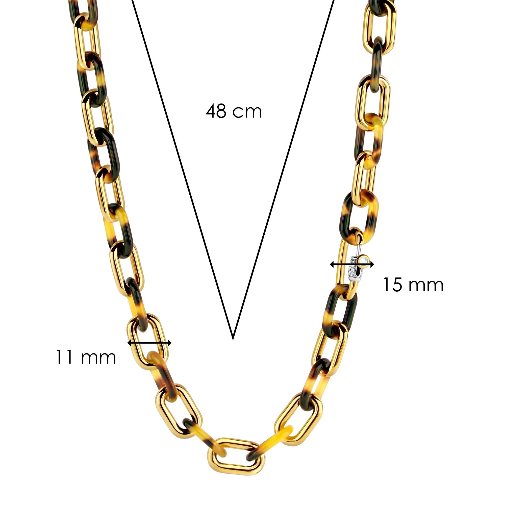 Ti Sento Yellow Gold Plated Tortoise Shell Brown Oval Linked Necklace 3956TU - Image 5