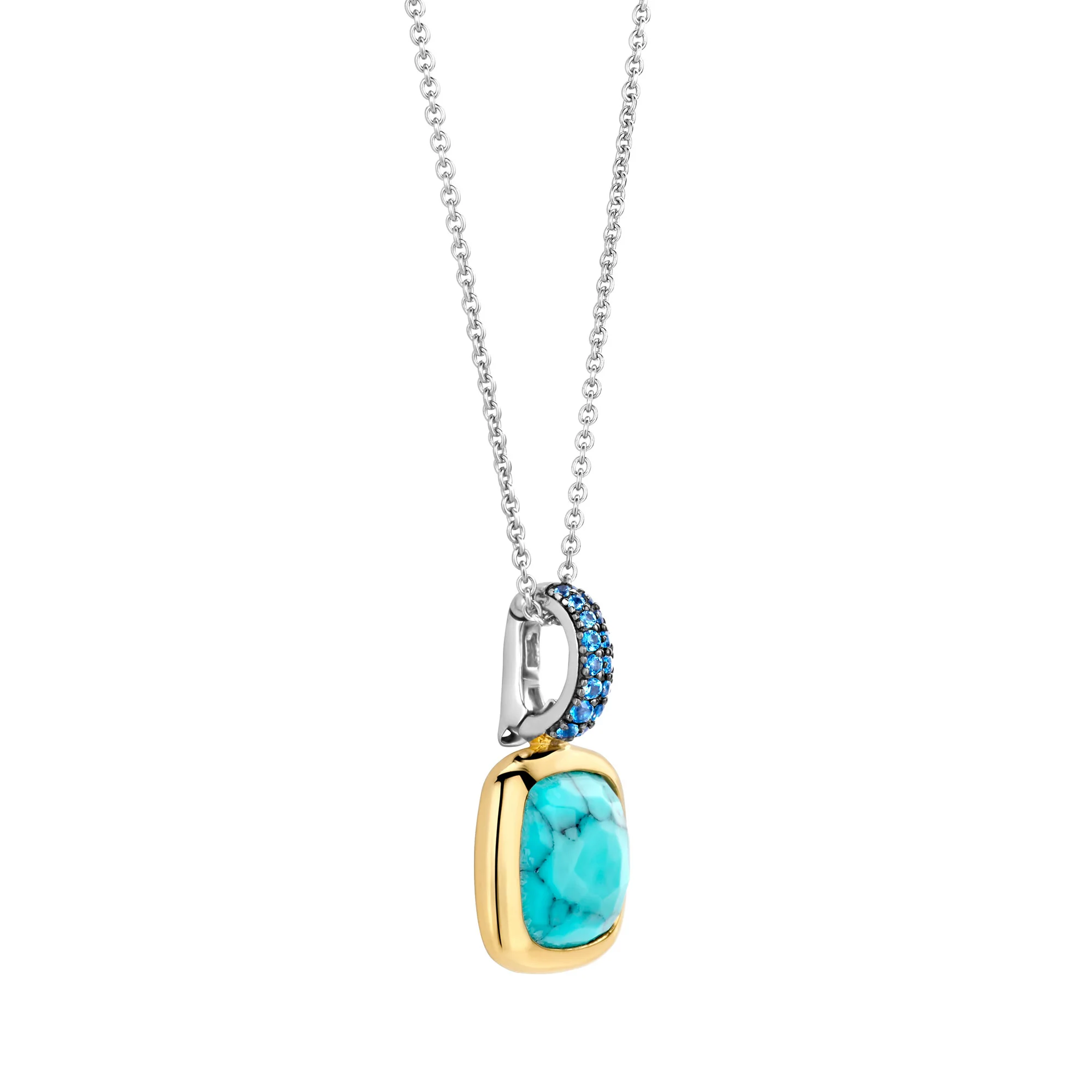 Ti Sento Yellow Gold Plated Turquoise Blue and Blue Cubic Zirconia Pendant 6829TQ - Image 2
