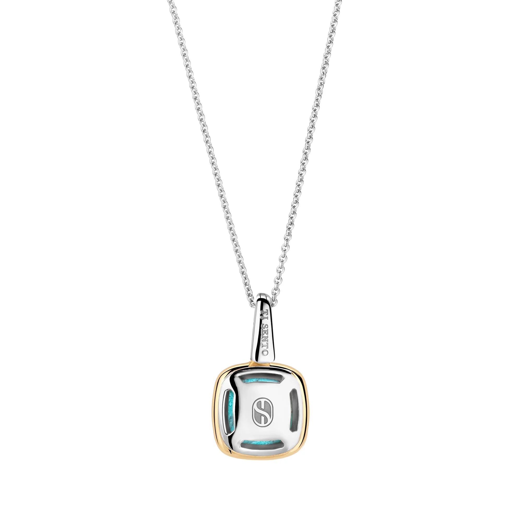 Ti Sento Yellow Gold Plated Turquoise Blue and Blue Cubic Zirconia Pendant 6829TQ - Image 3