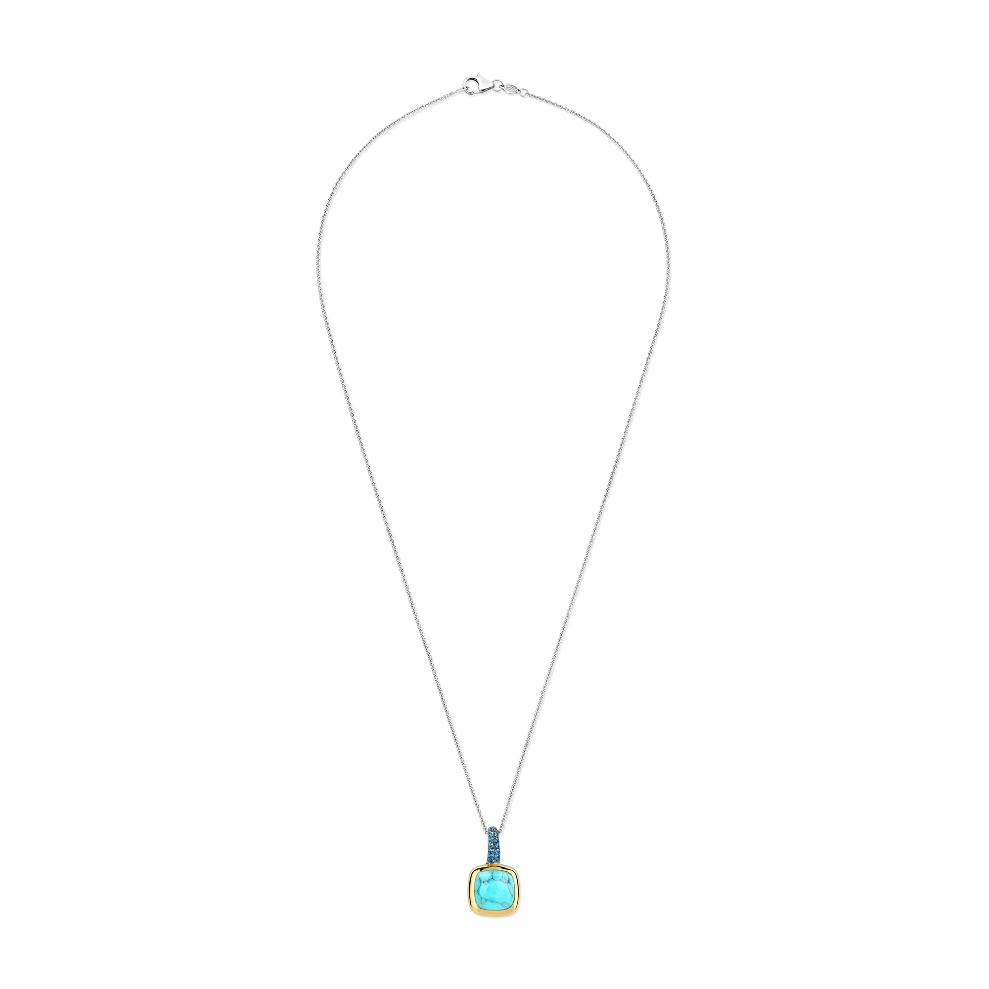 Ti Sento Yellow Gold Plated Turquoise Blue and Blue Cubic Zirconia Pendant 6829TQ - Image 4