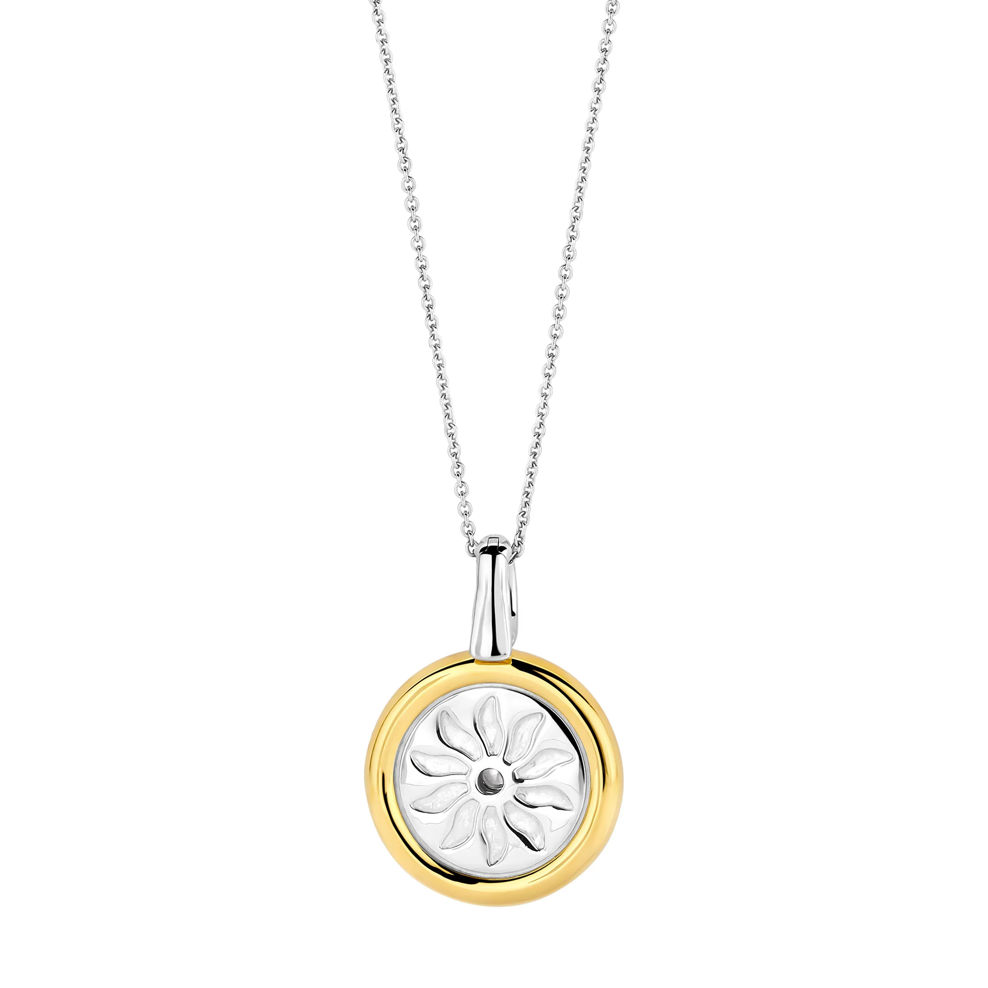Ti Sento Yellow Gold Plated Turquoise Blue and Cubic Zirconia Sun Disc Pendant 6831TQ - Image 3