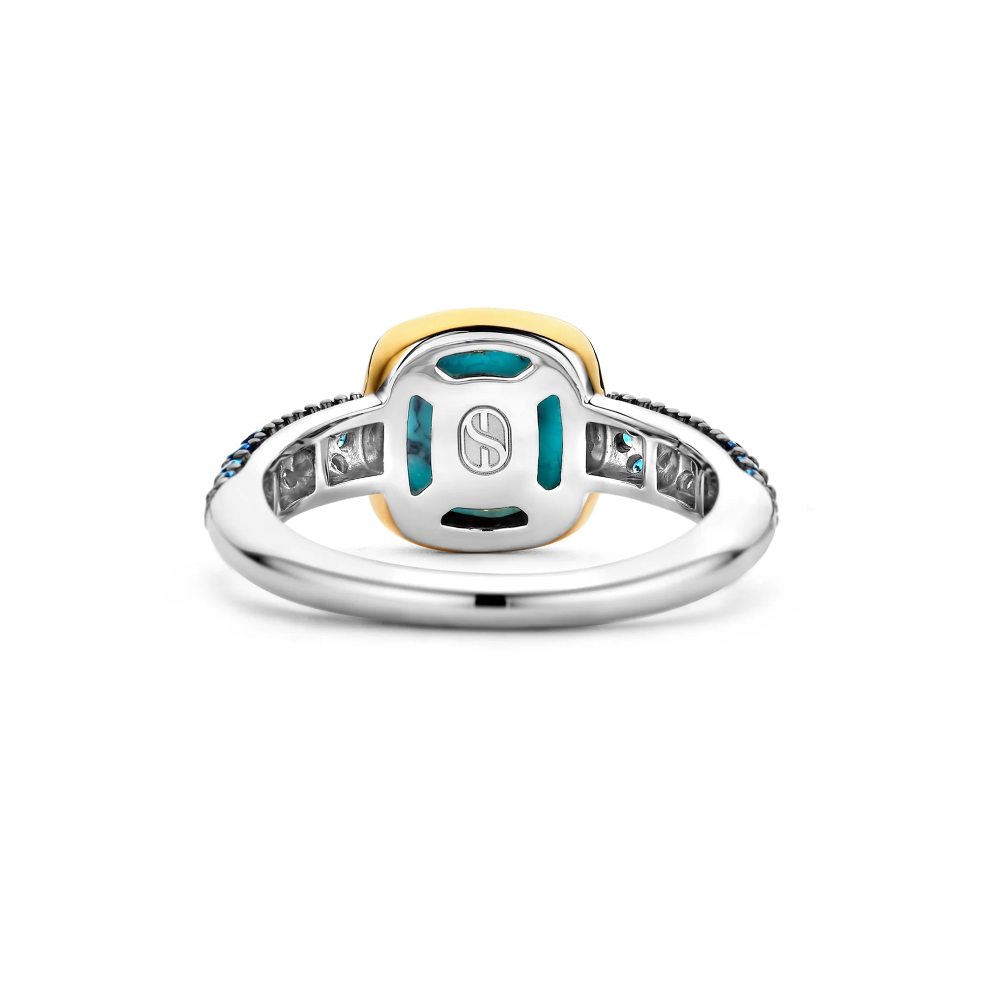 Ti Sento Yellow Gold Plated Turquoise Blue Crystal and Cubic Zirconia Ring 12331TQ (54) - Image 4