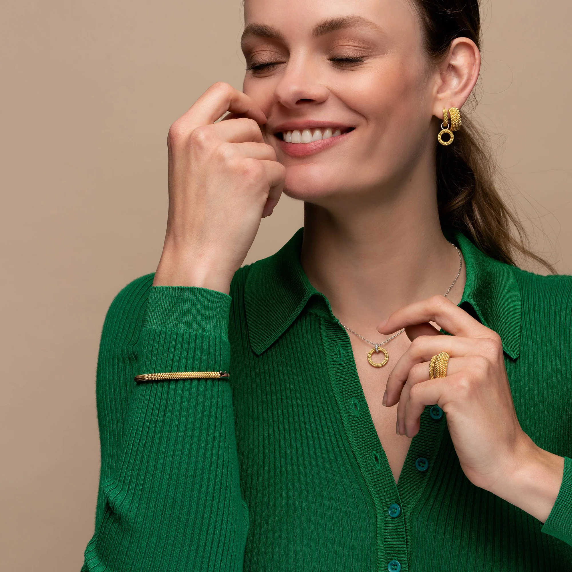 Ti Sento Yellow Gold Plated Wide Bubble Ring 12277SY (56) - Image 5