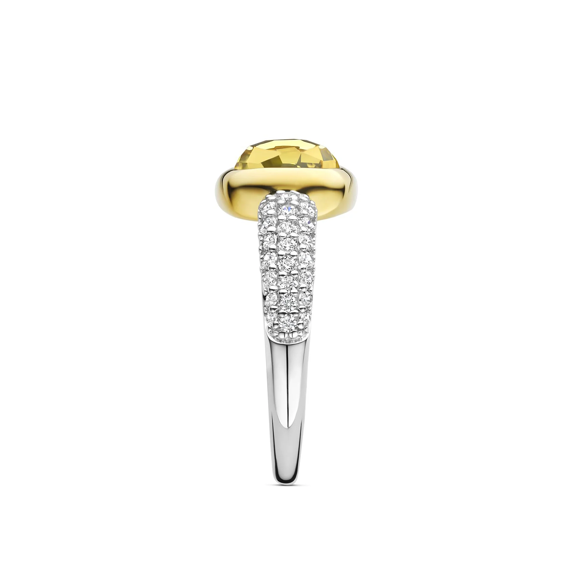 Ti Sento Yellow Gold Plated Yellow Crystal and Cubic Zirconia Cushion Solitaire Ring 12331DY (52) - Image 2