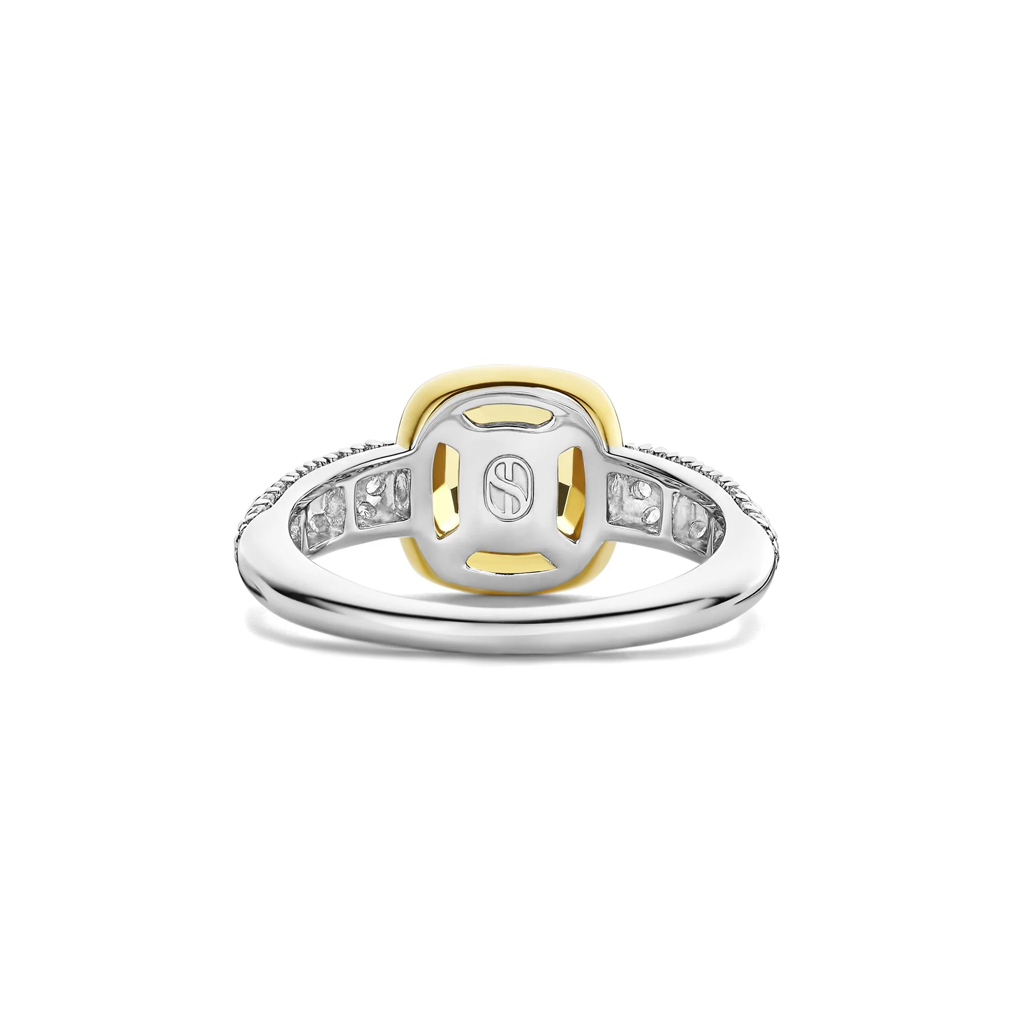 Ti Sento Yellow Gold Plated Yellow Crystal and Cubic Zirconia Cushion Solitaire Ring 12331DY (52) - Image 3