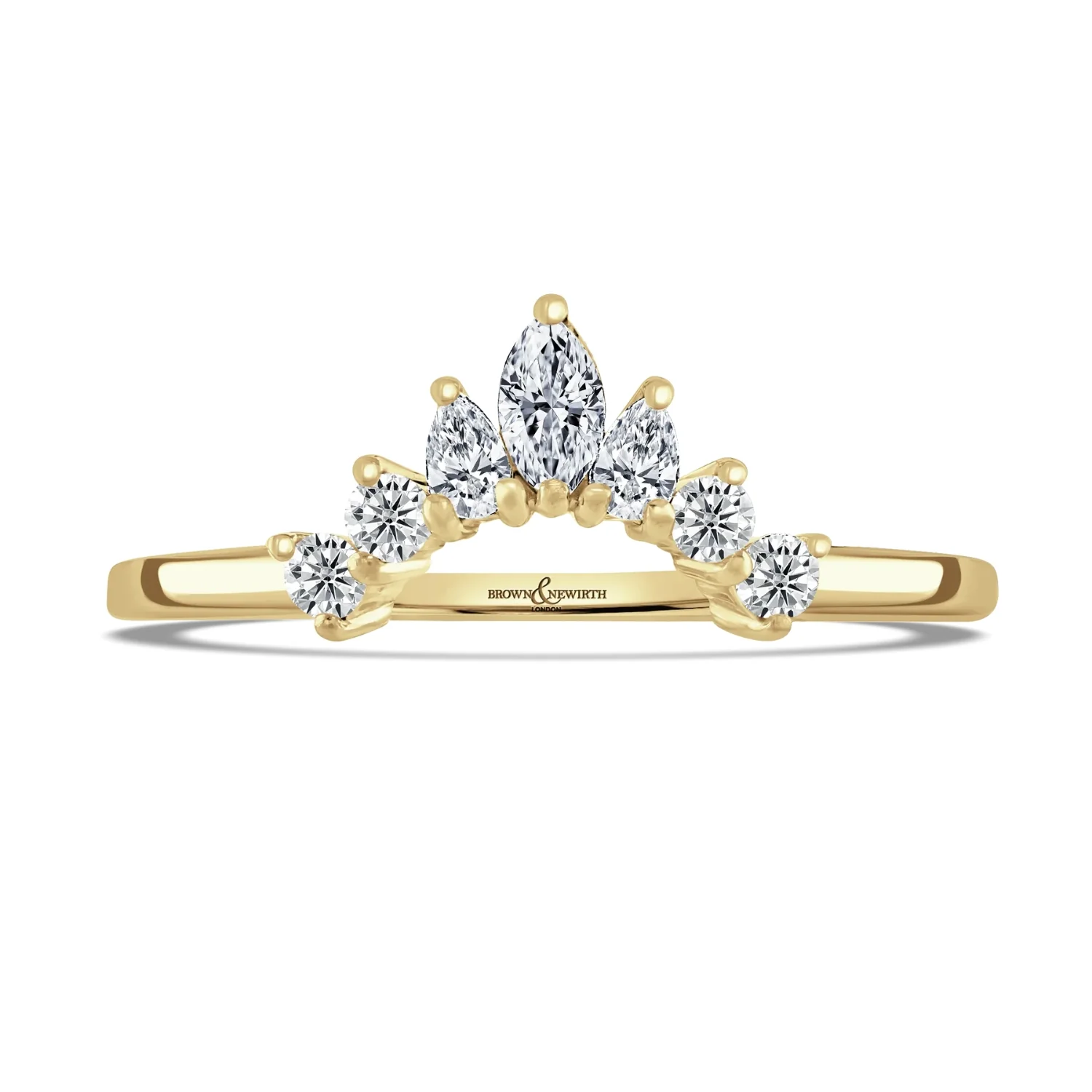 Tiara Style Diamond 9ct Yellow Gold Wedding Ring by Brown & Newirth - Image 3