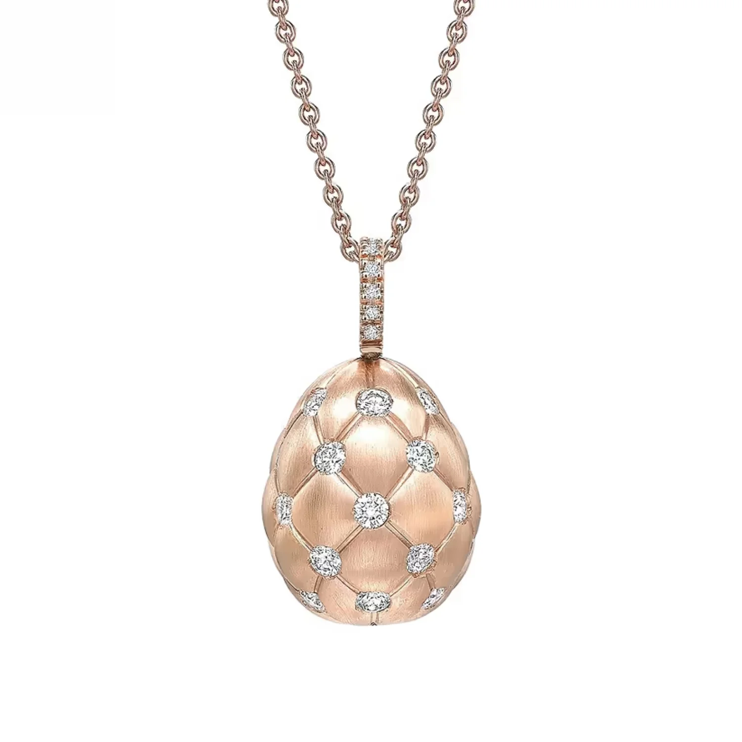 Fabergé Heritage Forever Quilted Egg Pendant 18ct Rose Gold & Diamond Set