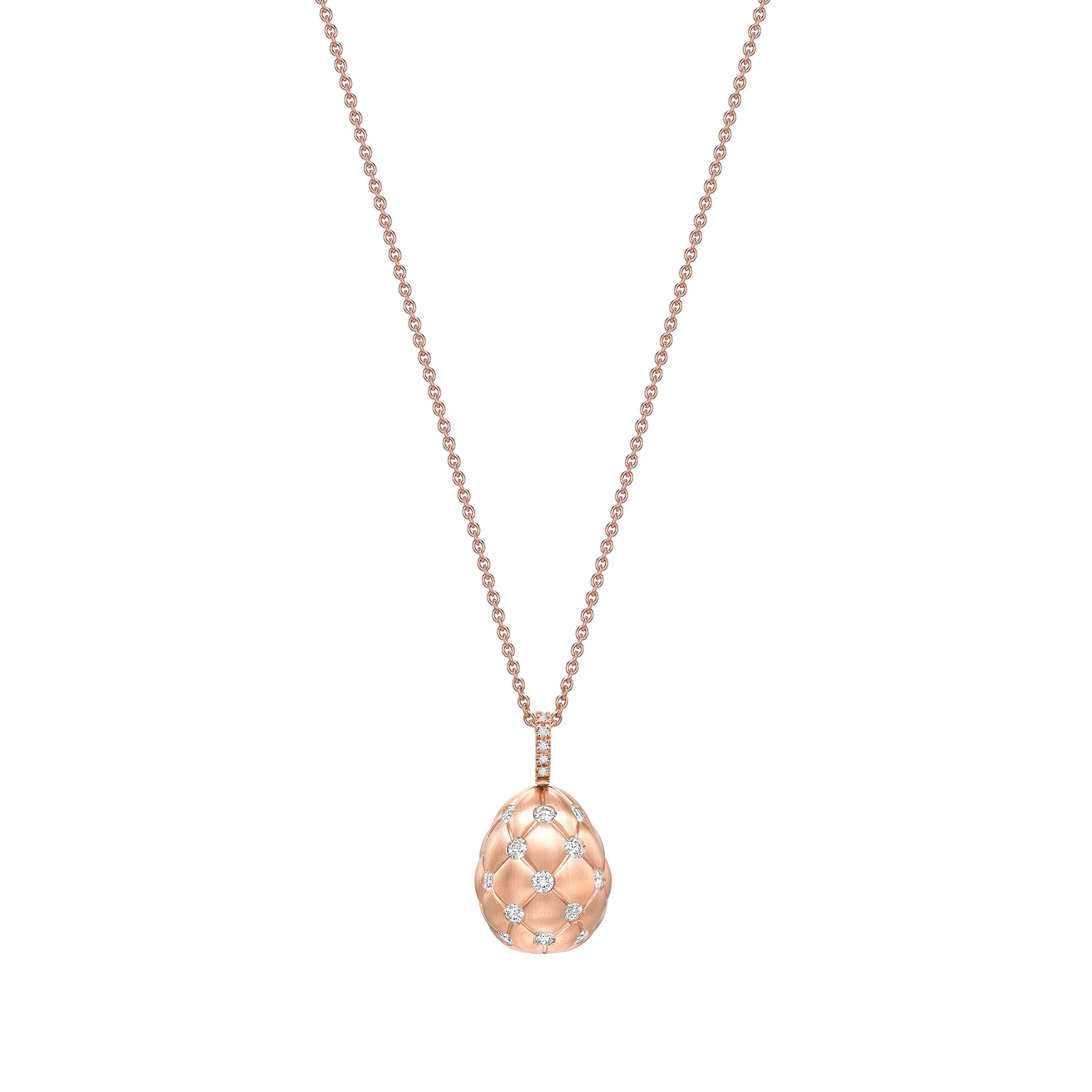 Fabergé Heritage Forever Quilted Egg Pendant 18ct Rose Gold & Diamond Set - Image 2