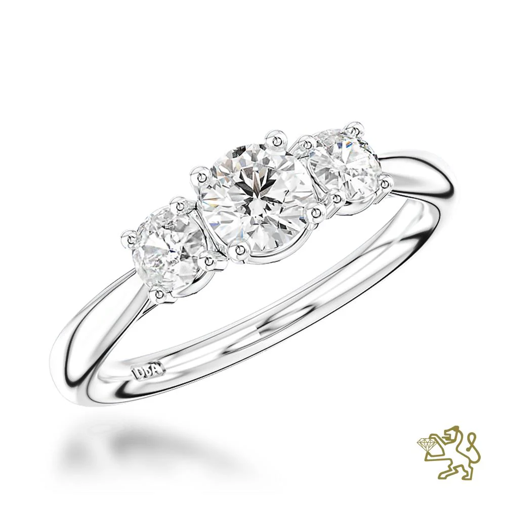 Trilogy Classic Three Stone 0.34ct F SI1 Diamond Platinum Ring