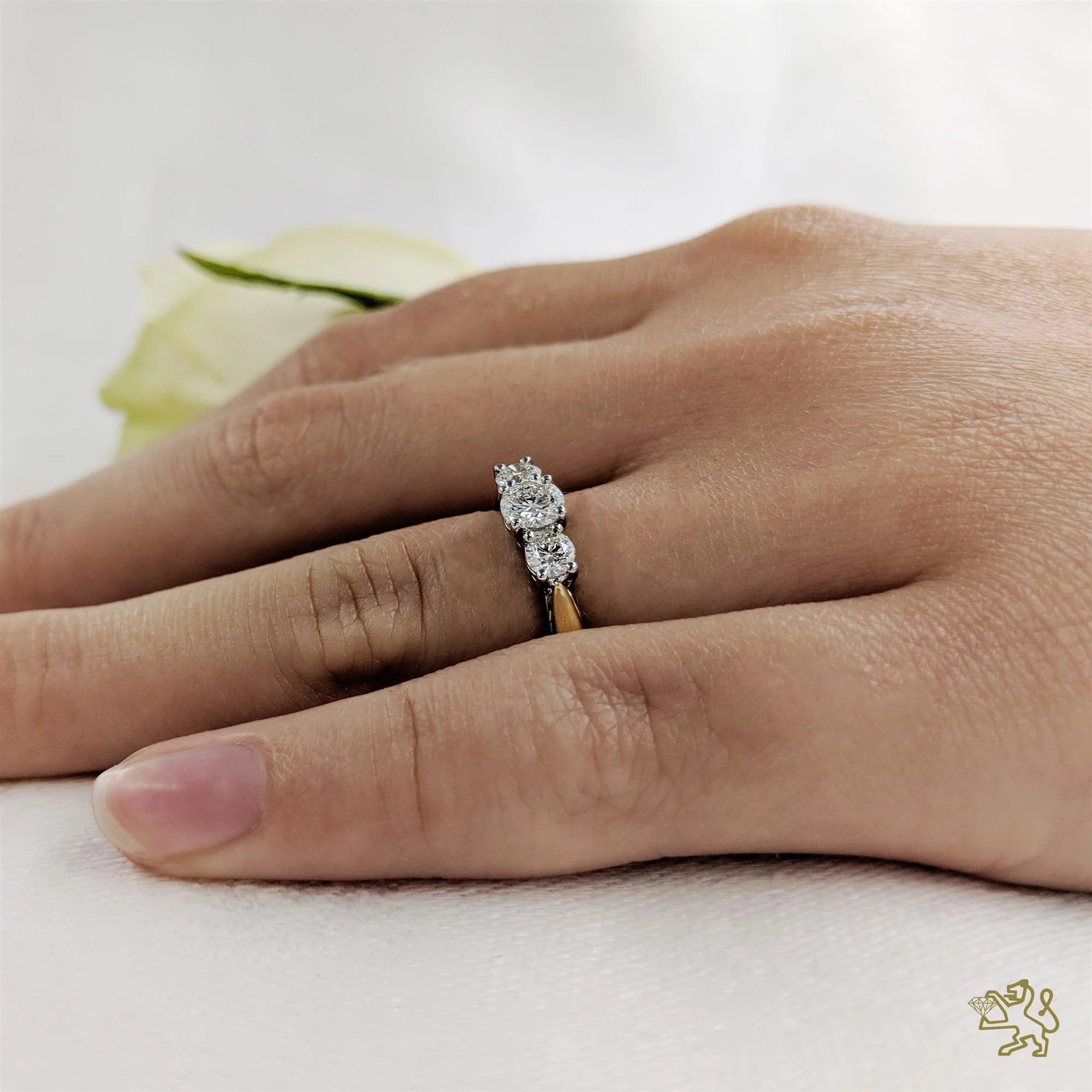 Trilogy Classic Three Stone 0.40ct D VS2 Diamond Yellow Gold/Platinum Ring - Image 2