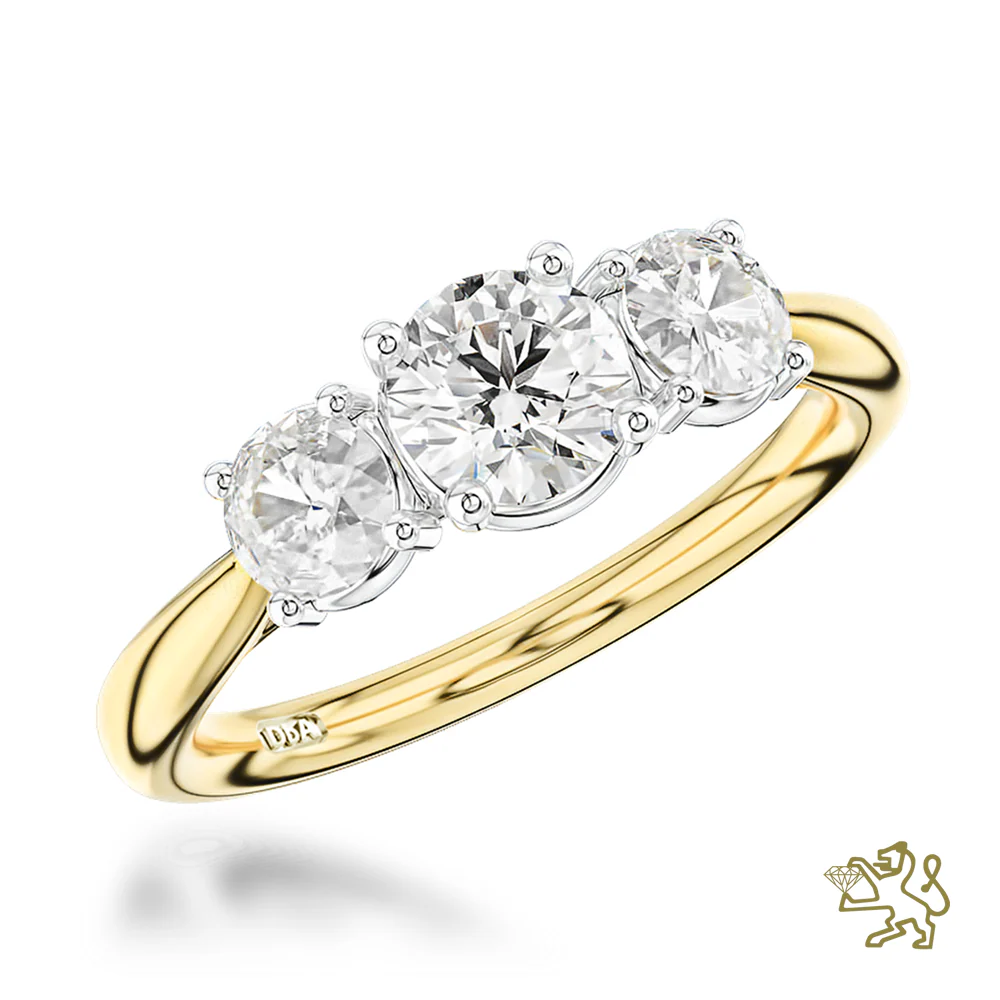 Trilogy Classic Three Stone 0.60ct G SI1 Diamond Yellow Gold/Platinum Ring