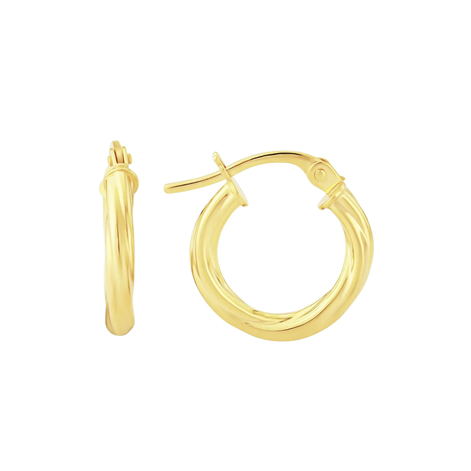 Twisted 9ct Yellow Gold Hoop Earrings - Image 2