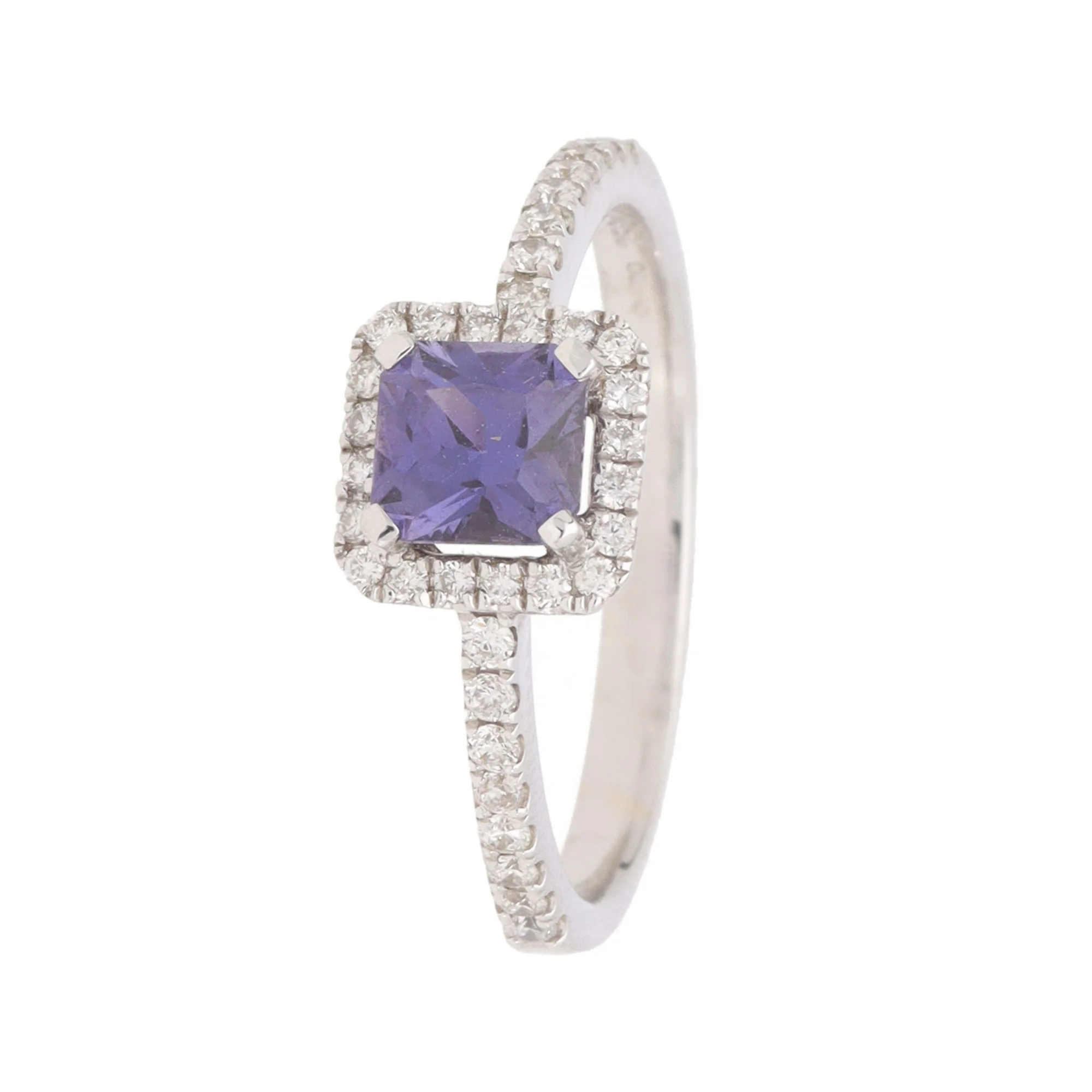 Unheated Sapphire and Diamond 18ct White Gold Cluster Ring (N)