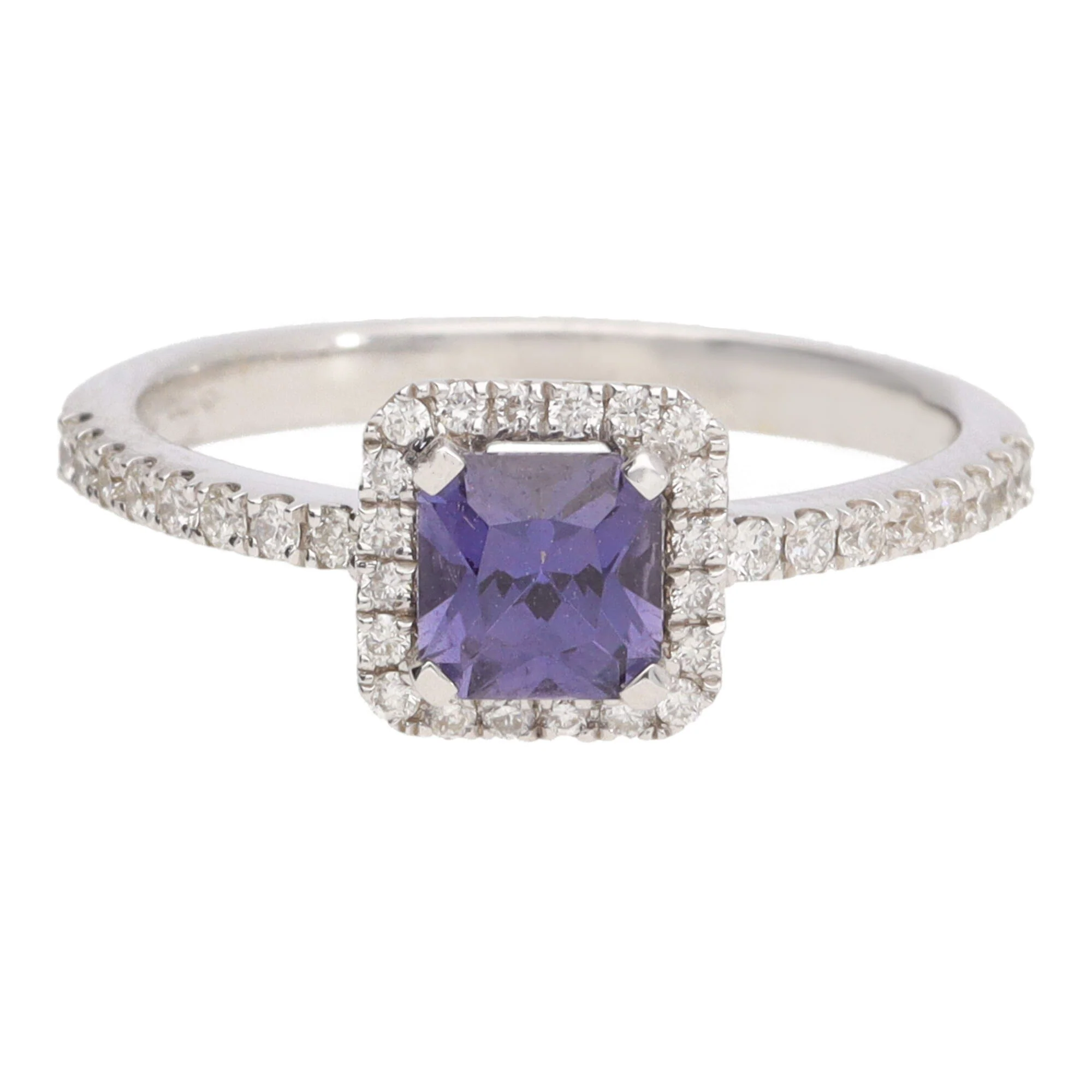 Unheated Sapphire and Diamond 18ct White Gold Cluster Ring (N) - Image 2