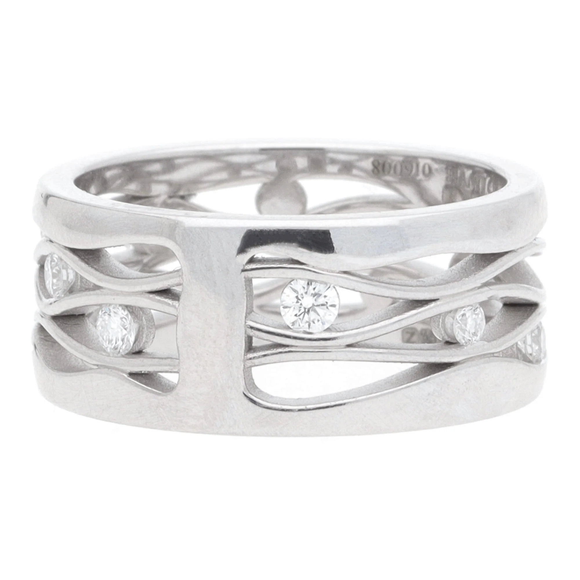 Wave Design Diamond 18ct White Gold Ring - Image 2