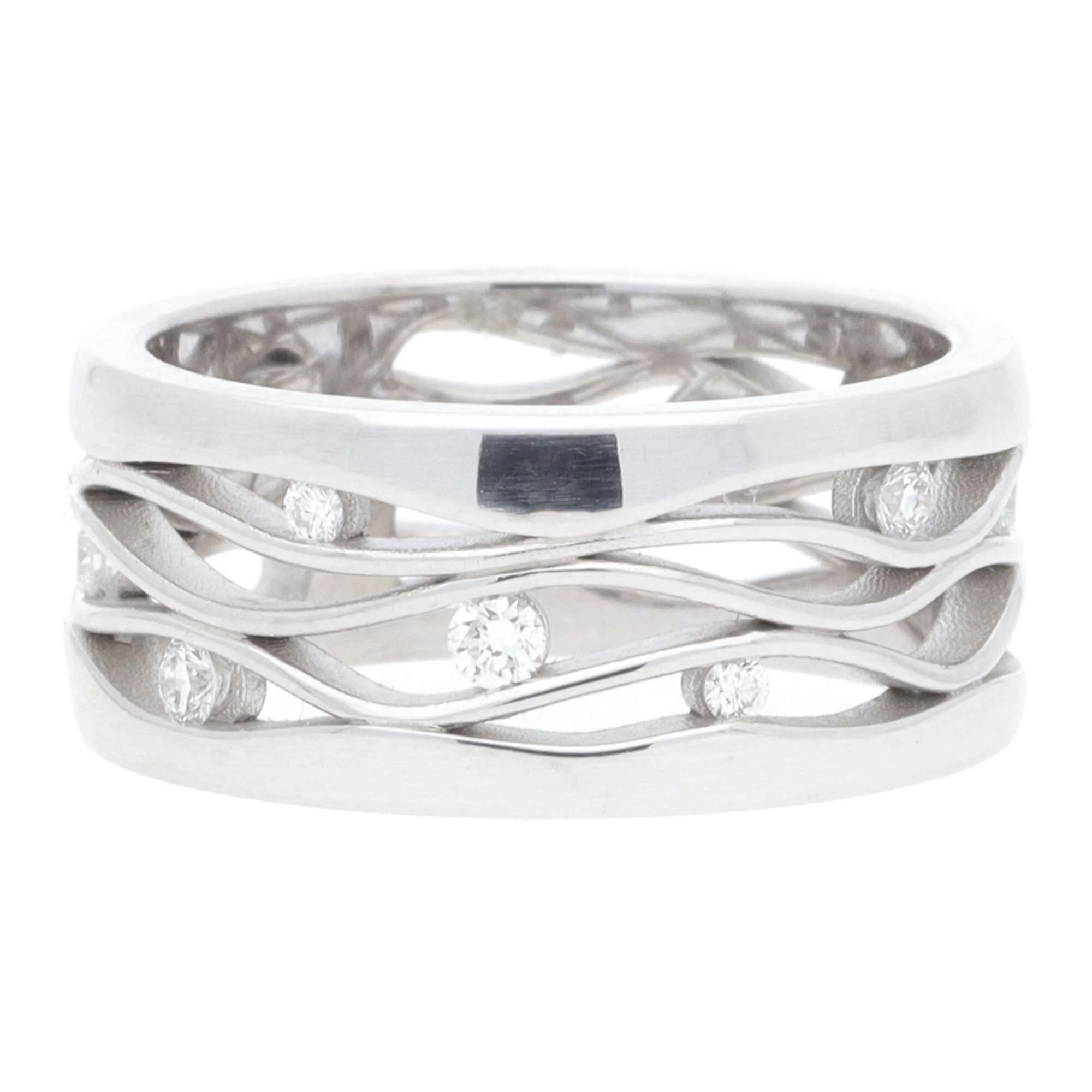 Wave Design Diamond 18ct White Gold Ring - Image 3