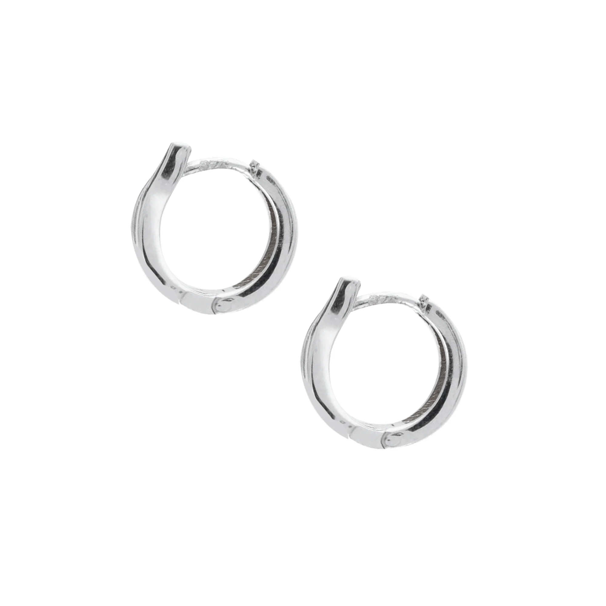 Wavy 9ct White Gold 14mm Huggy Hoop Earrings - Image 2