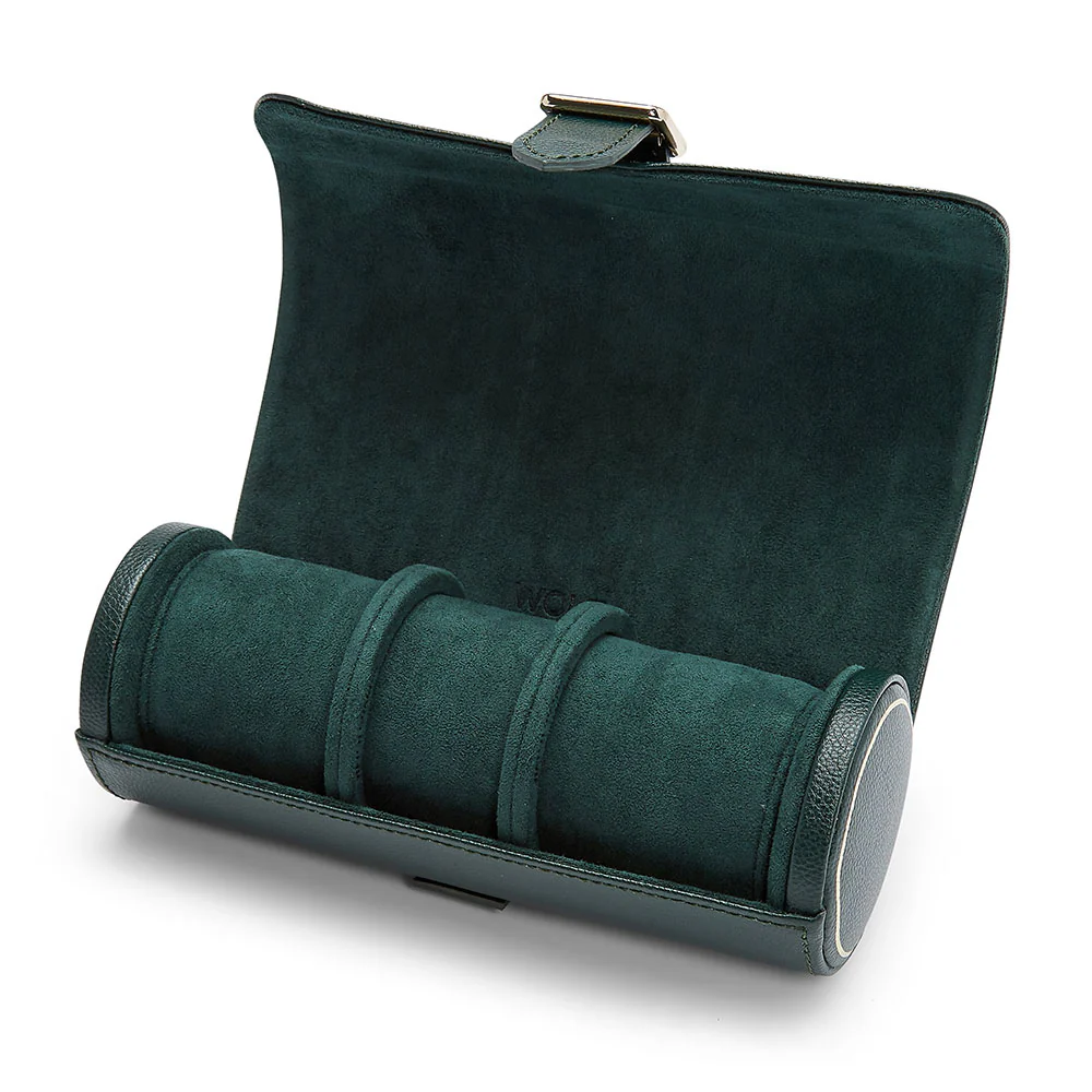WOLF British Racing Green Triple Watch Roll - Image 2