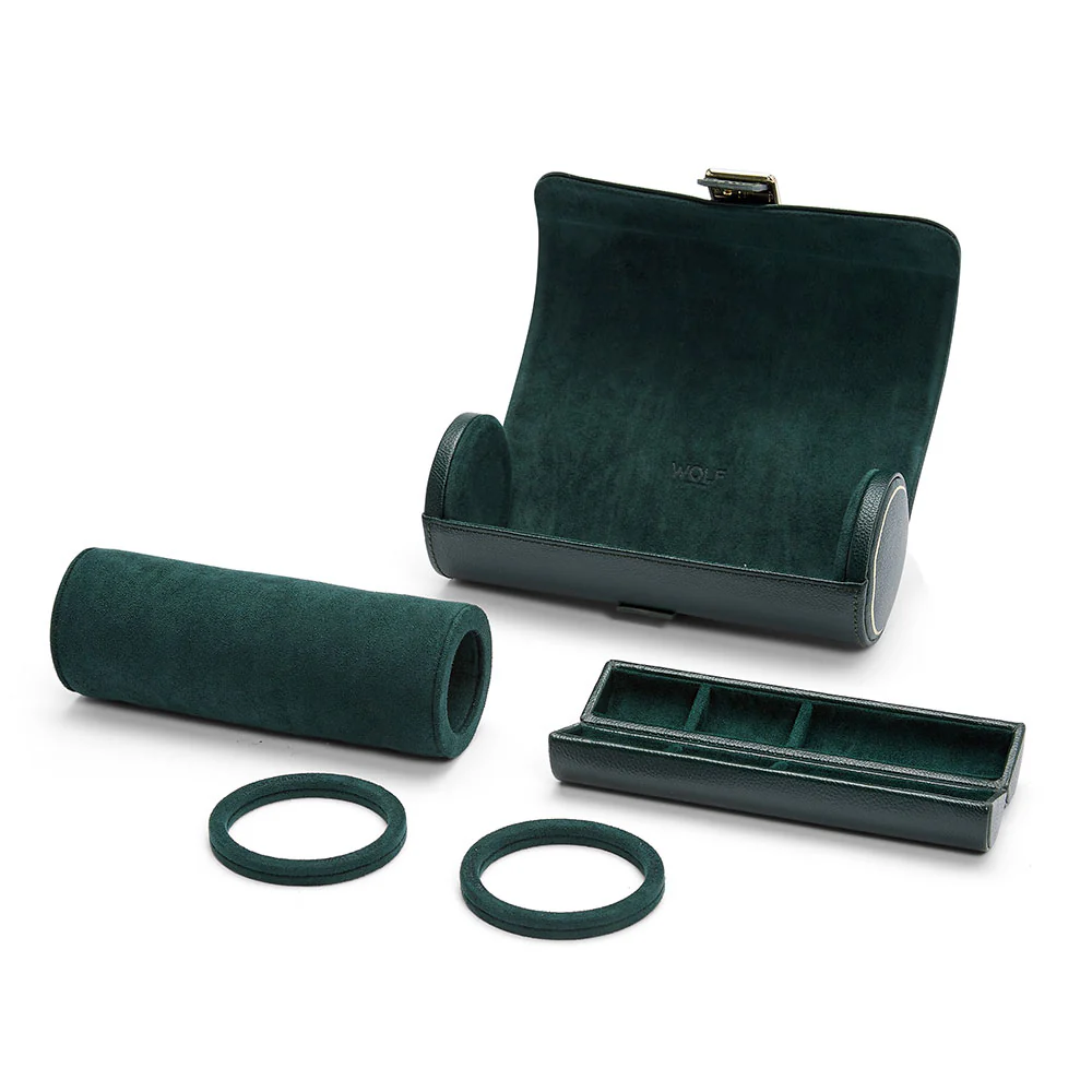 WOLF British Racing Green Triple Watch Roll - Image 3