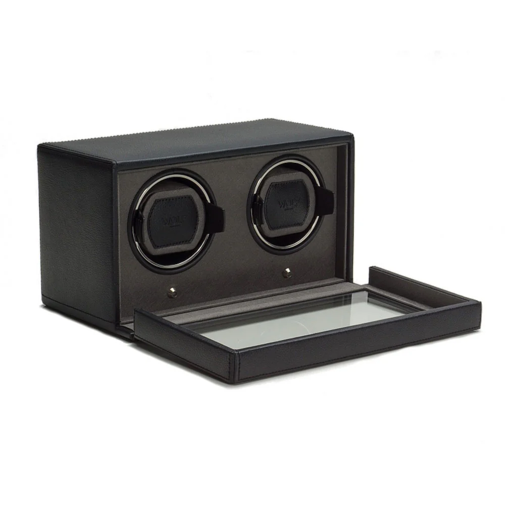 Wolf Watch Winder Cub Black Double With Cover