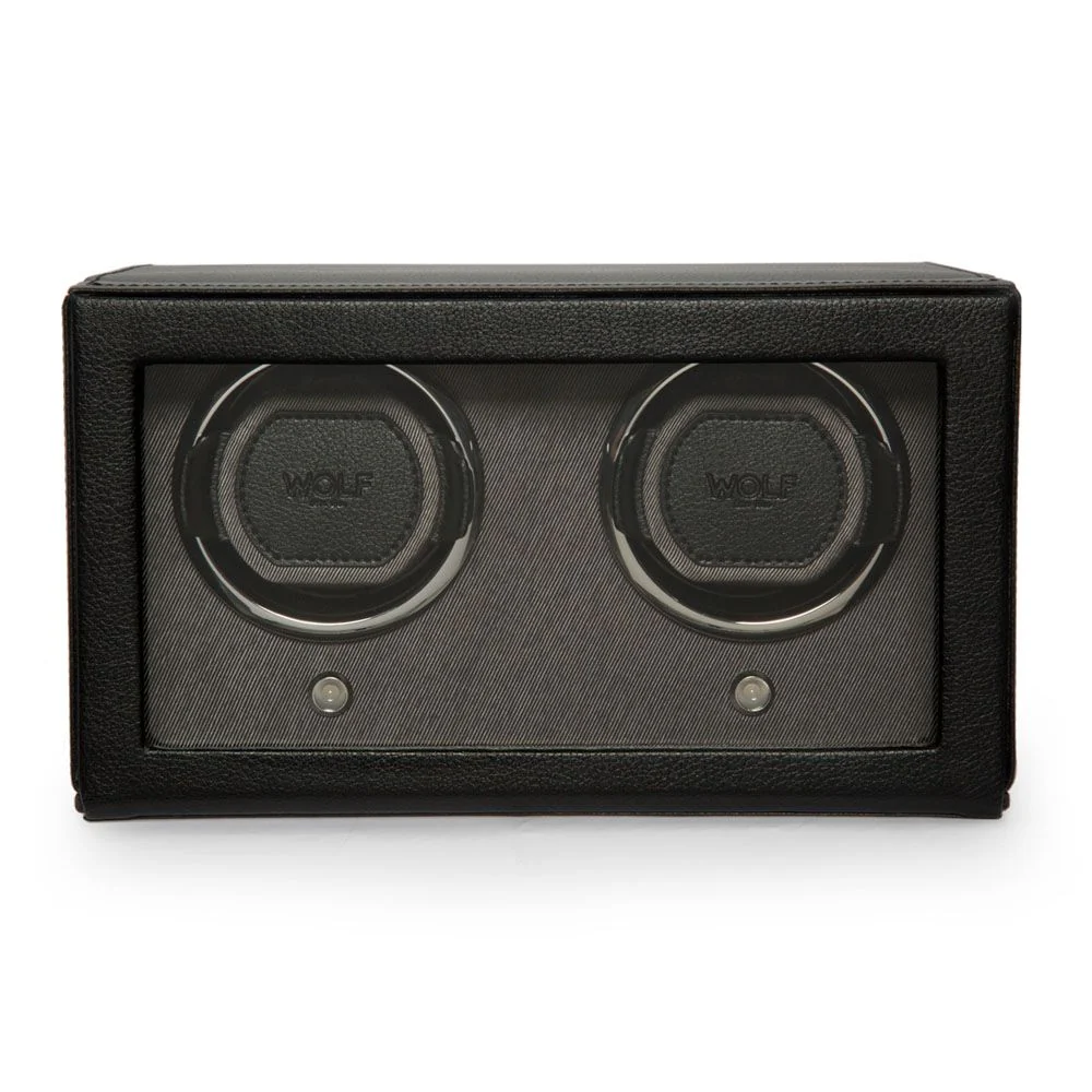 WOLF Cub Double Black Watch Winder with Cover - ONLINE EXCLUSIVE