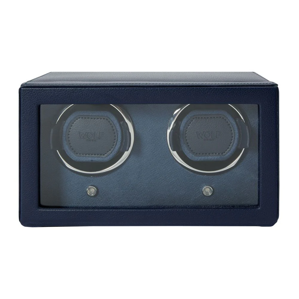 WOLF Cub Double Navy Watch Winder with Cover - ONLINE EXCLUSIVE