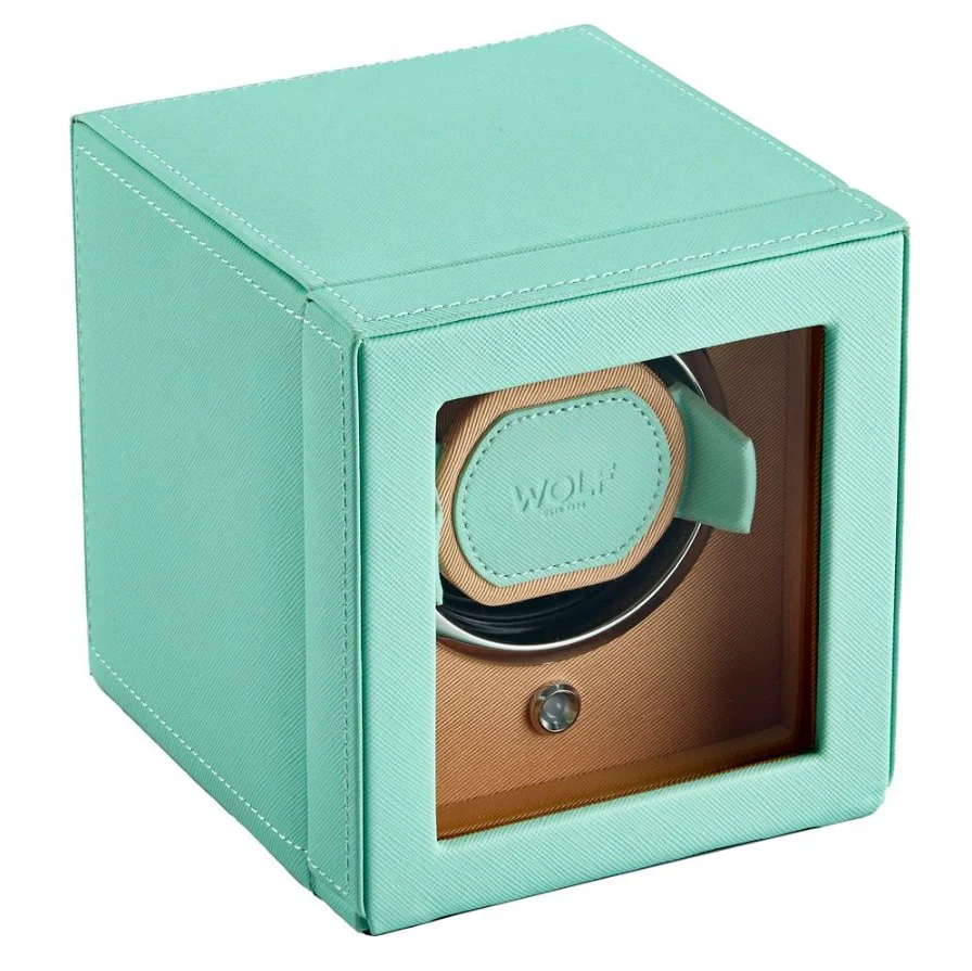 Wolf Cub Single Watch Winder with Cover Mint/Peach - Image 2