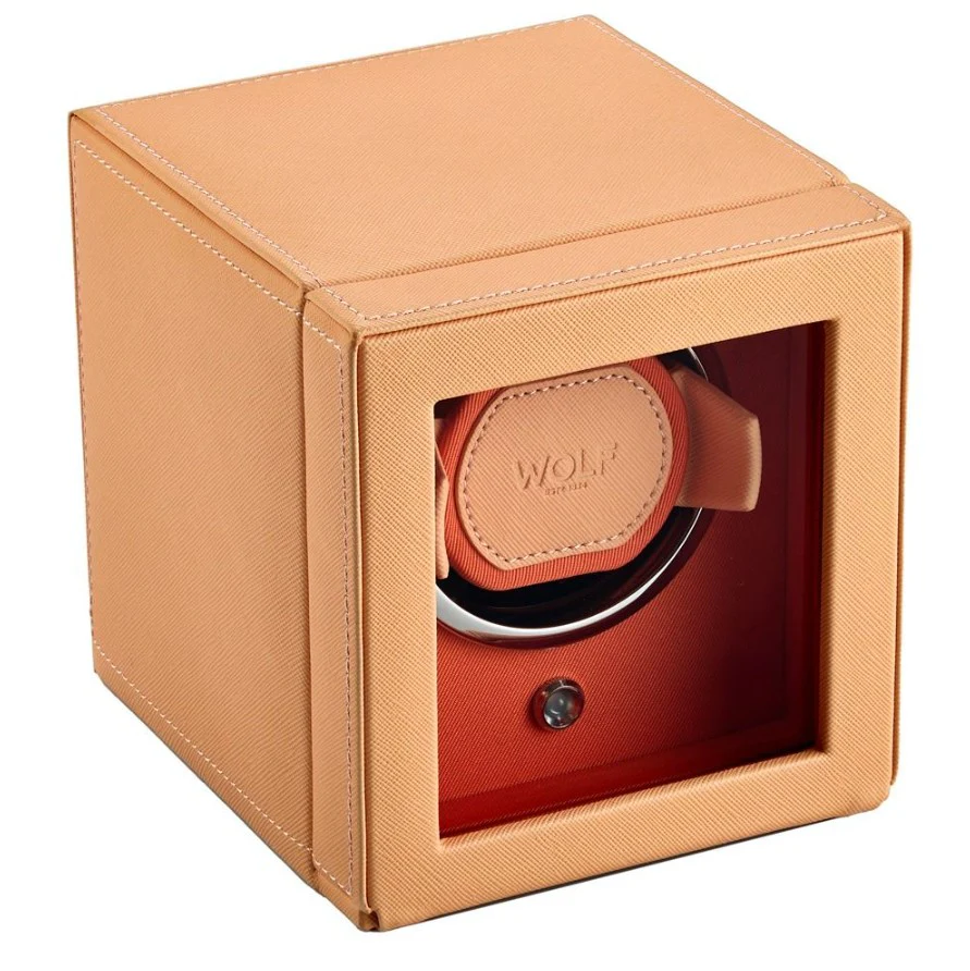 Wolf Cub Single Watch Winder with Cover Seltzer Peach/Orange - Image 2