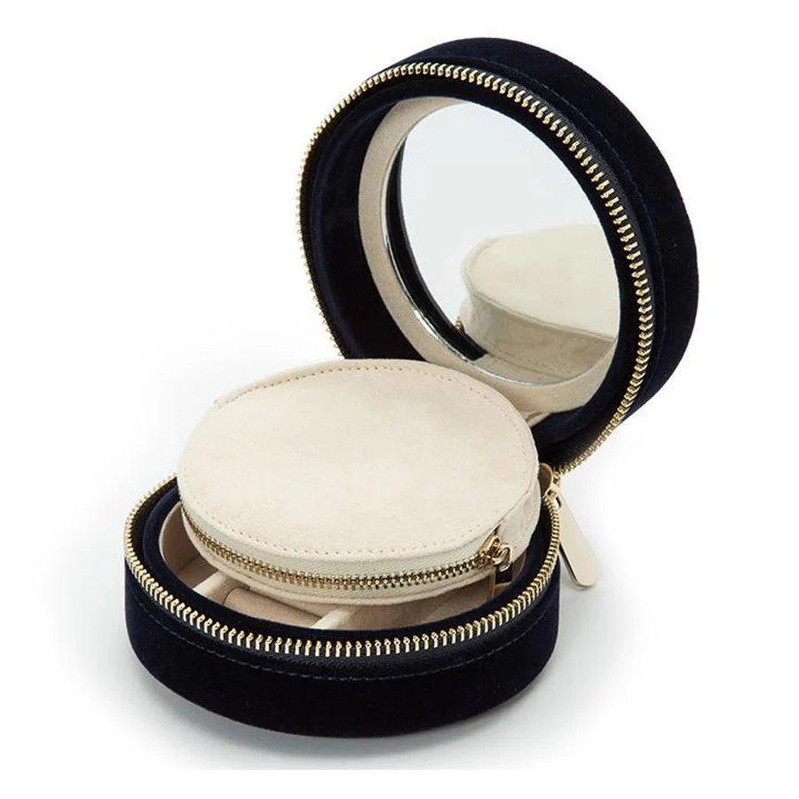 Wolf Jewellery Box - Zoe Indigo Round Travel Zip Case - Image 2