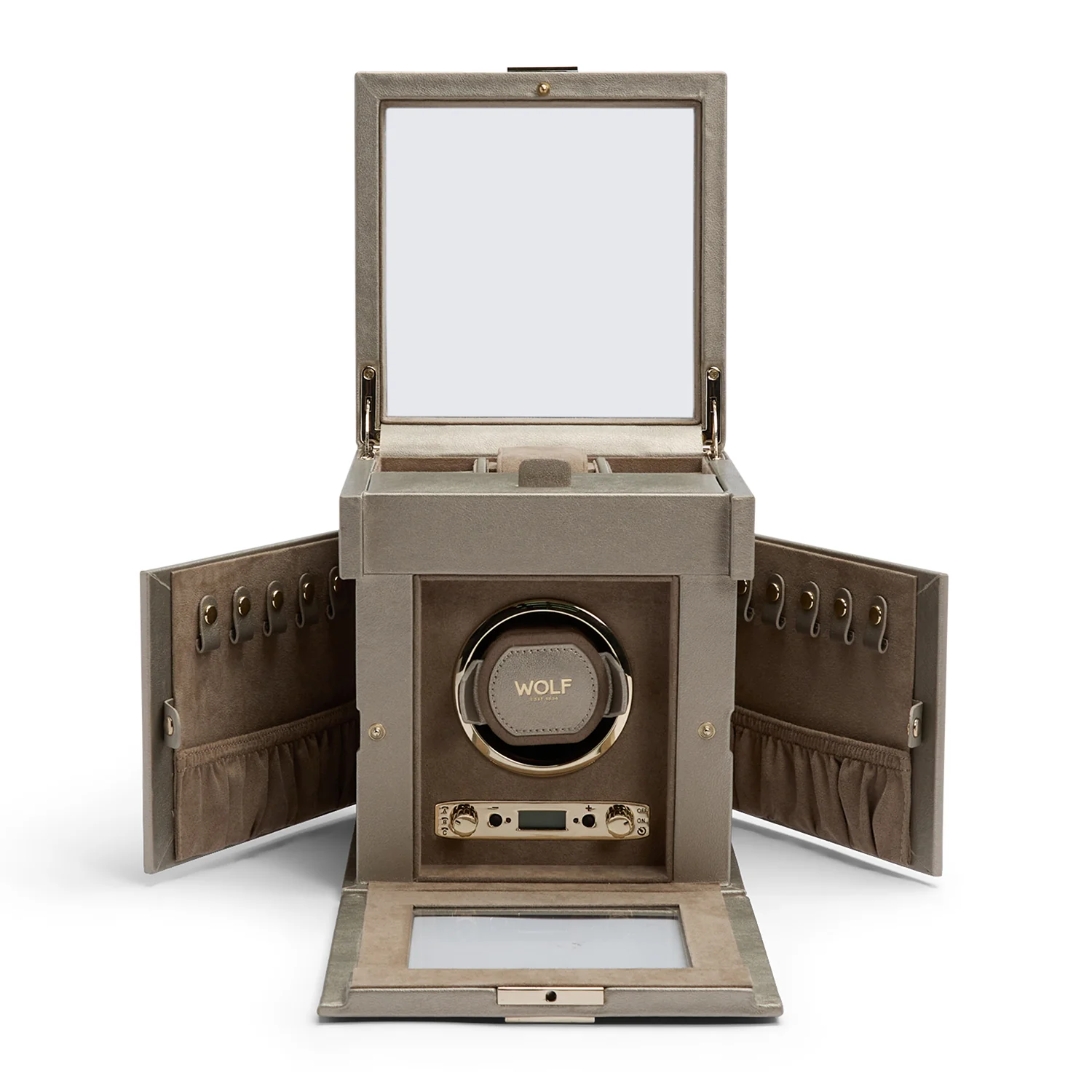 WOLF Palermo Single Watch Winder With Jewellery Storage - Image 3