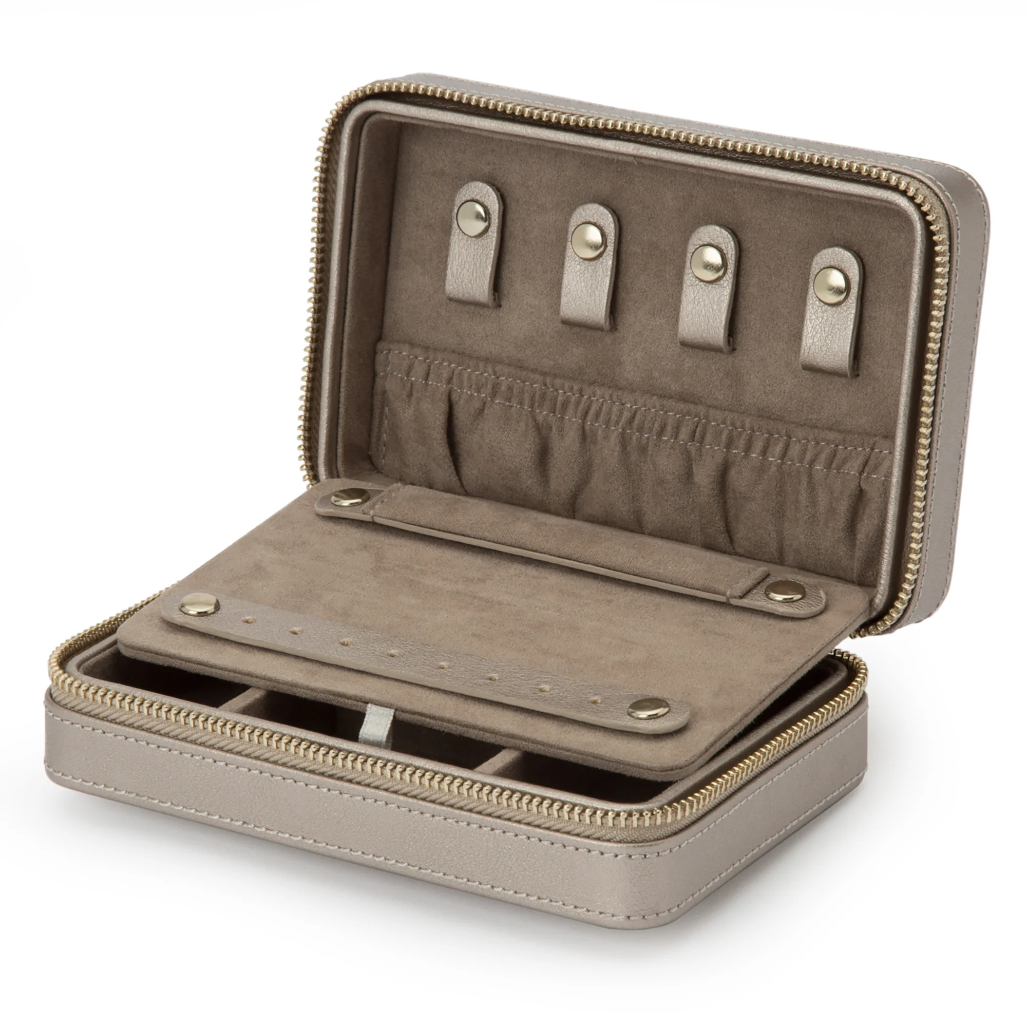 WOLF Palermo Pewter Zip Travel Jewellery Case - Image 4