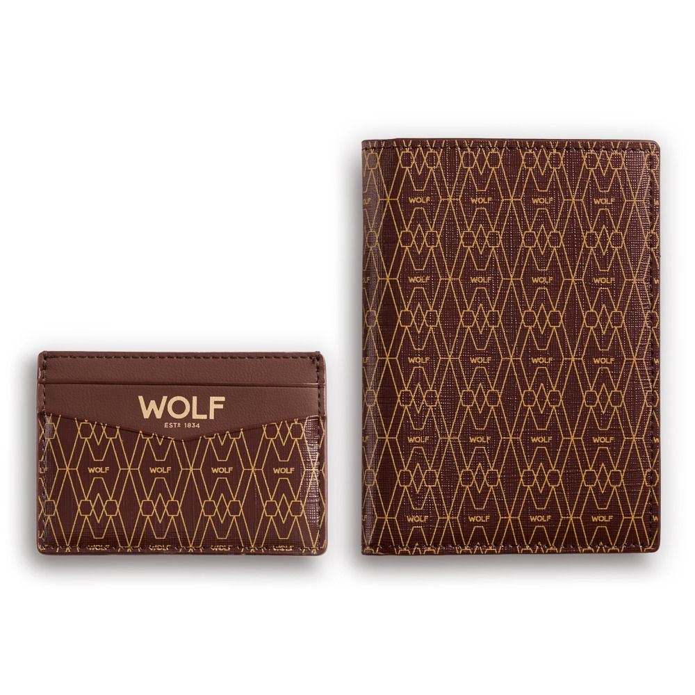 Wolf Signature Passport and Card Case Brown Gift Set - Image 2